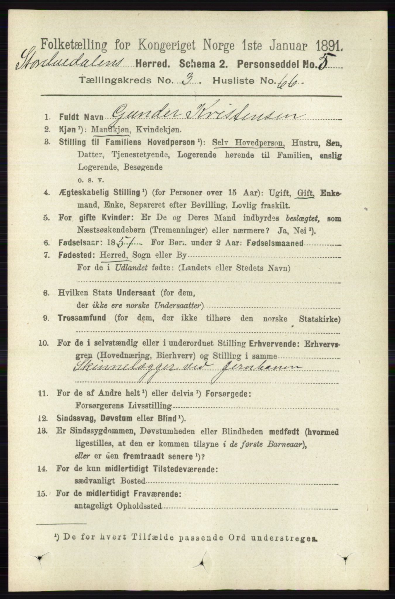 RA, 1891 census for 0430 Stor-Elvdal, 1891, p. 1312