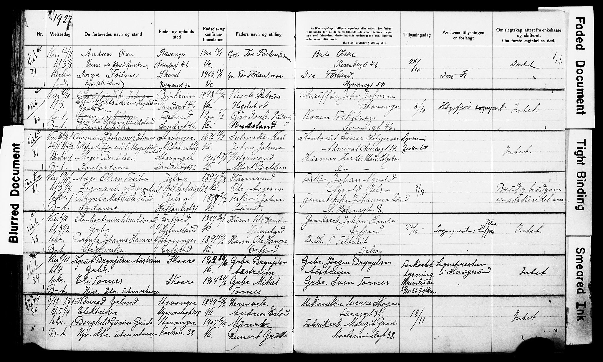 St. Johannes sokneprestkontor, AV/SAST-A-101814/001/70/705BA/L0003: Banns register no. 3, 1916-1928