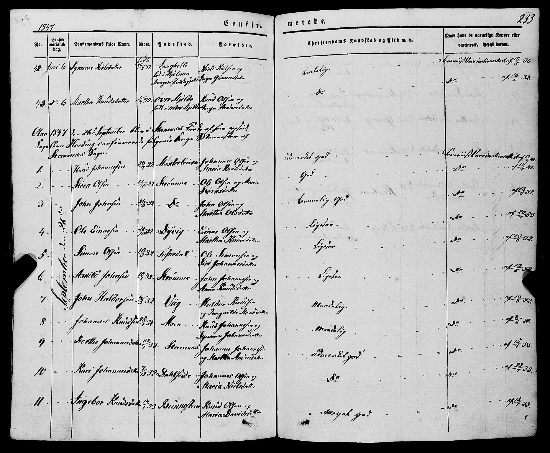 Haus sokneprestembete, AV/SAB-A-75601/H/Haa: Parish register (official) no. A 15, 1838-1847, p. 233