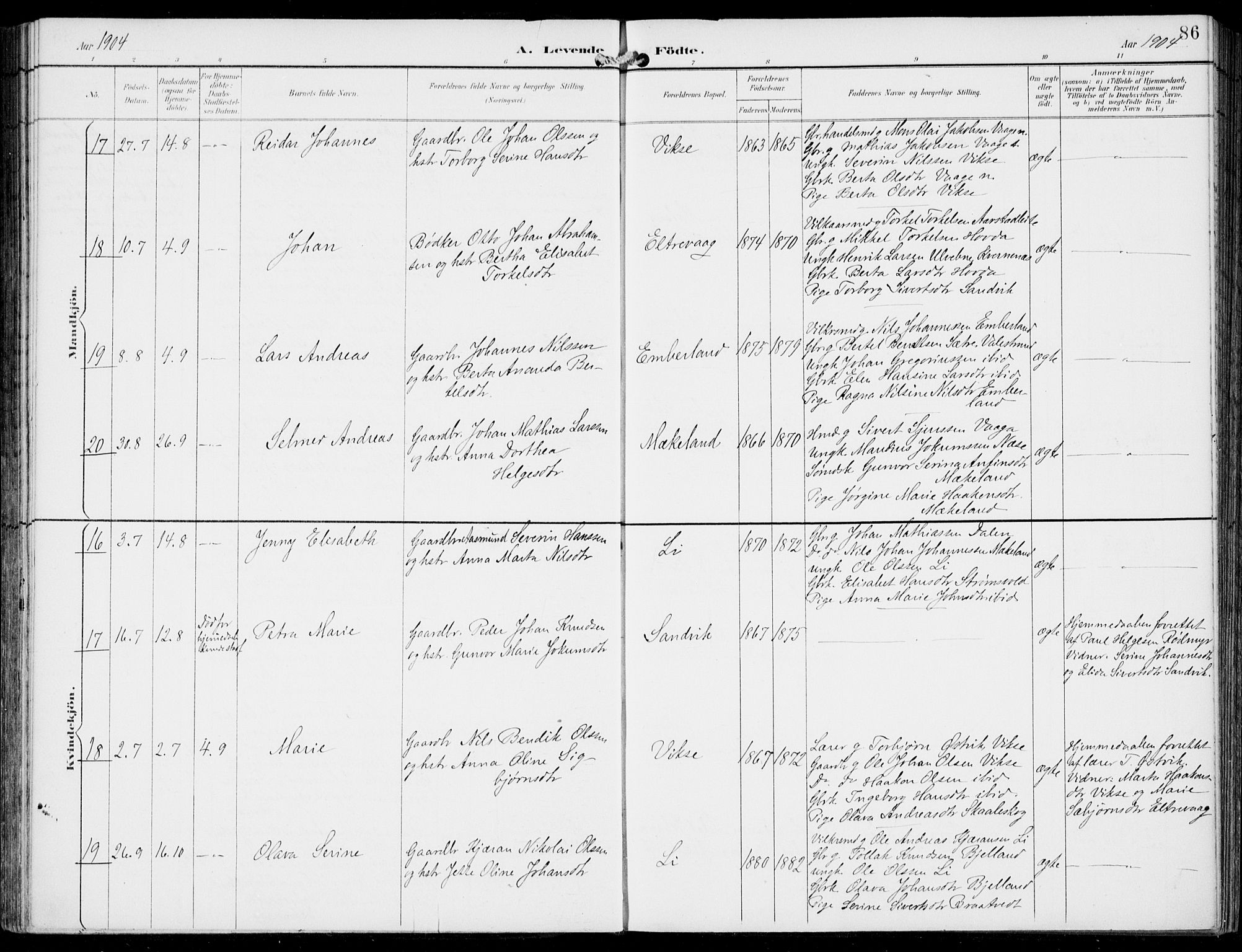 Sveio Sokneprestembete, AV/SAB-A-78501/H/Haa: Parish register (official) no. B  3, 1894-1906, p. 86