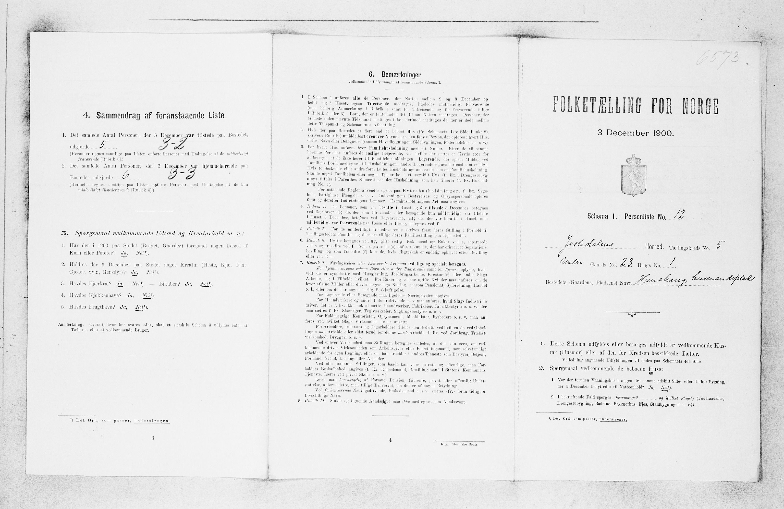 SAB, 1900 census for Jostedal, 1900, p. 256