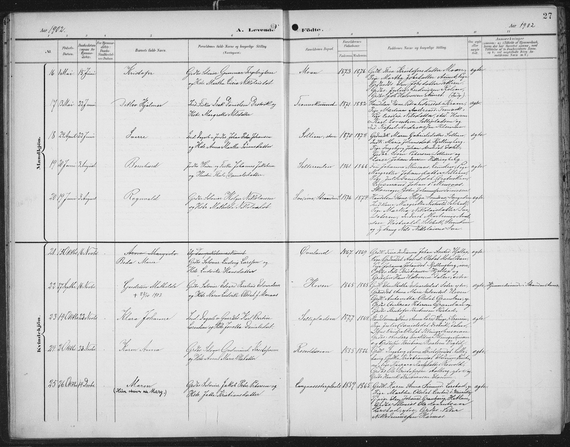 Ministerialprotokoller, klokkerbøker og fødselsregistre - Nord-Trøndelag, AV/SAT-A-1458/701/L0011: Parish register (official) no. 701A11, 1899-1915, p. 27