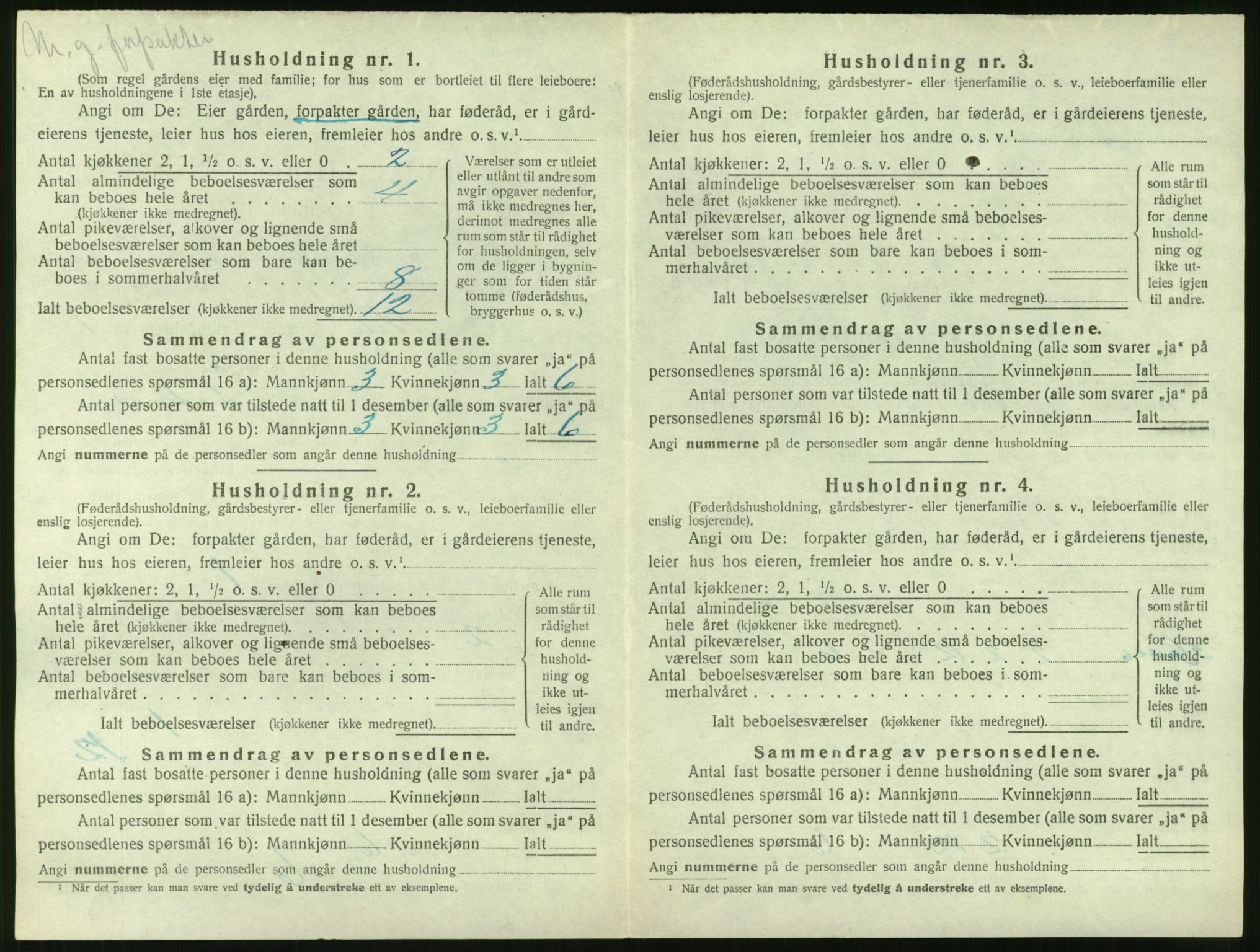 SAT, 1920 census for Grytten, 1920, p. 207