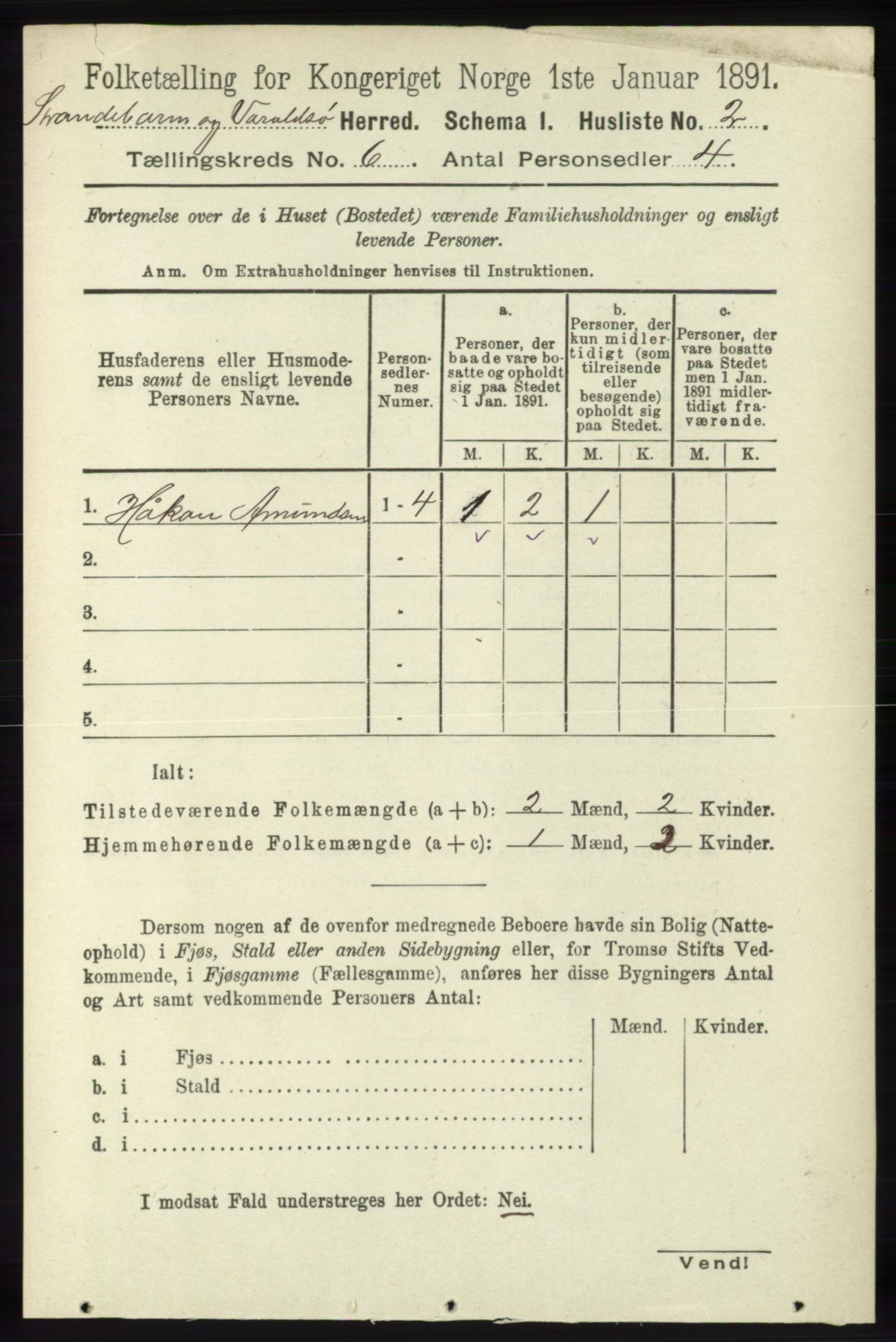 RA, 1891 census for 1226 Strandebarm og Varaldsøy, 1891, p. 2405