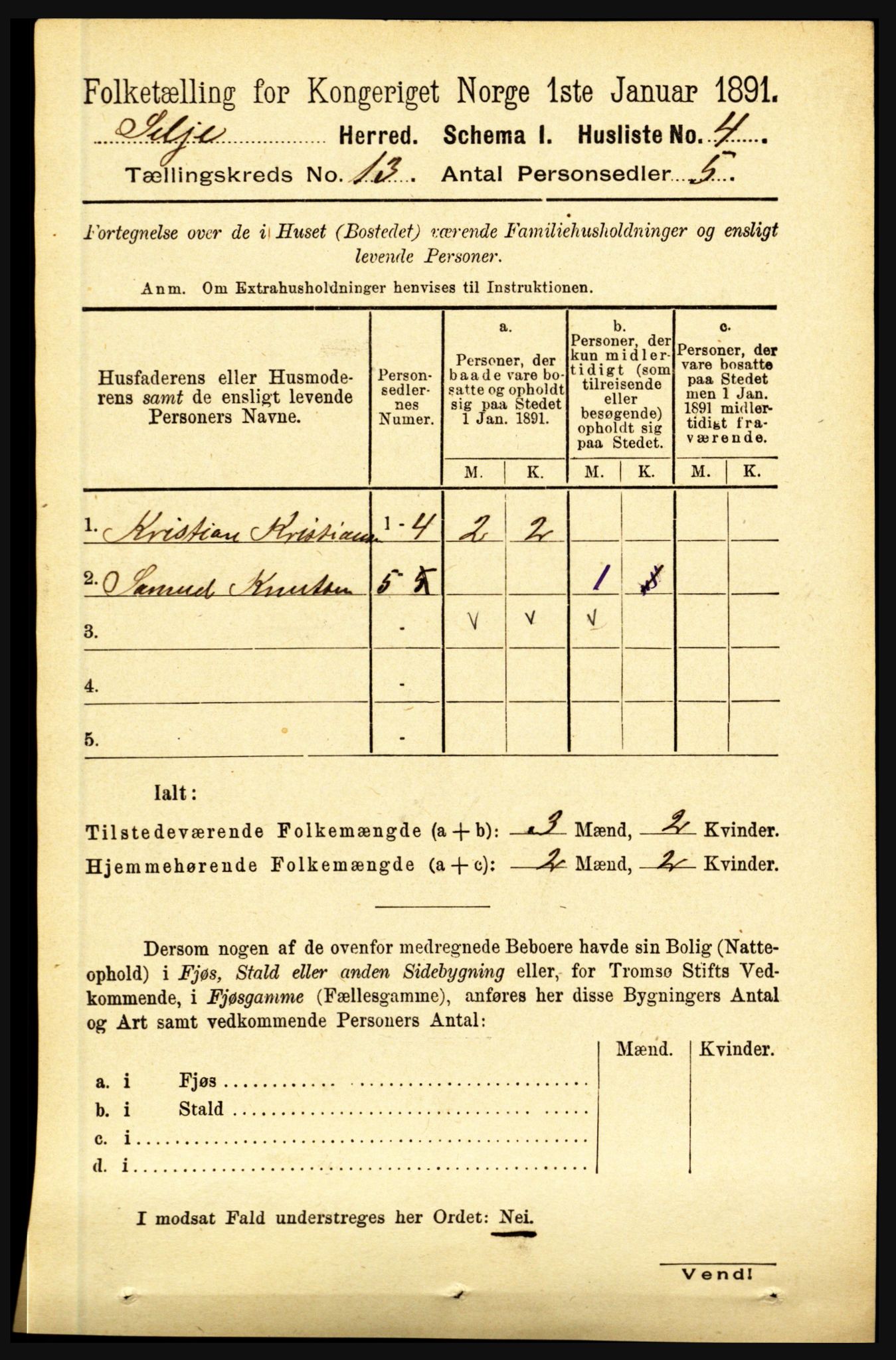 RA, 1891 census for 1441 Selje, 1891, p. 4057