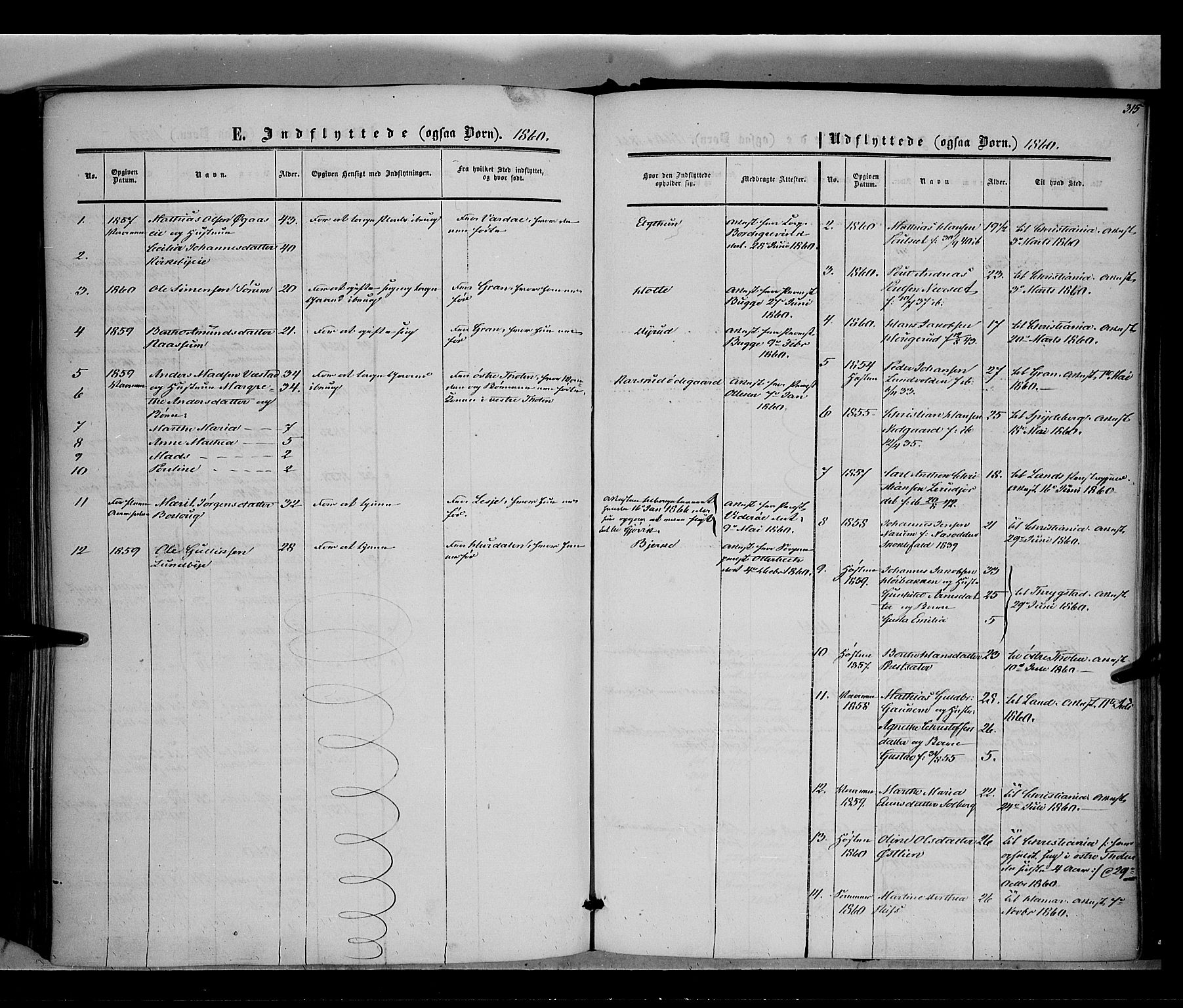 Vestre Toten prestekontor, SAH/PREST-108/H/Ha/Haa/L0006: Parish register (official) no. 6, 1856-1861, p. 315