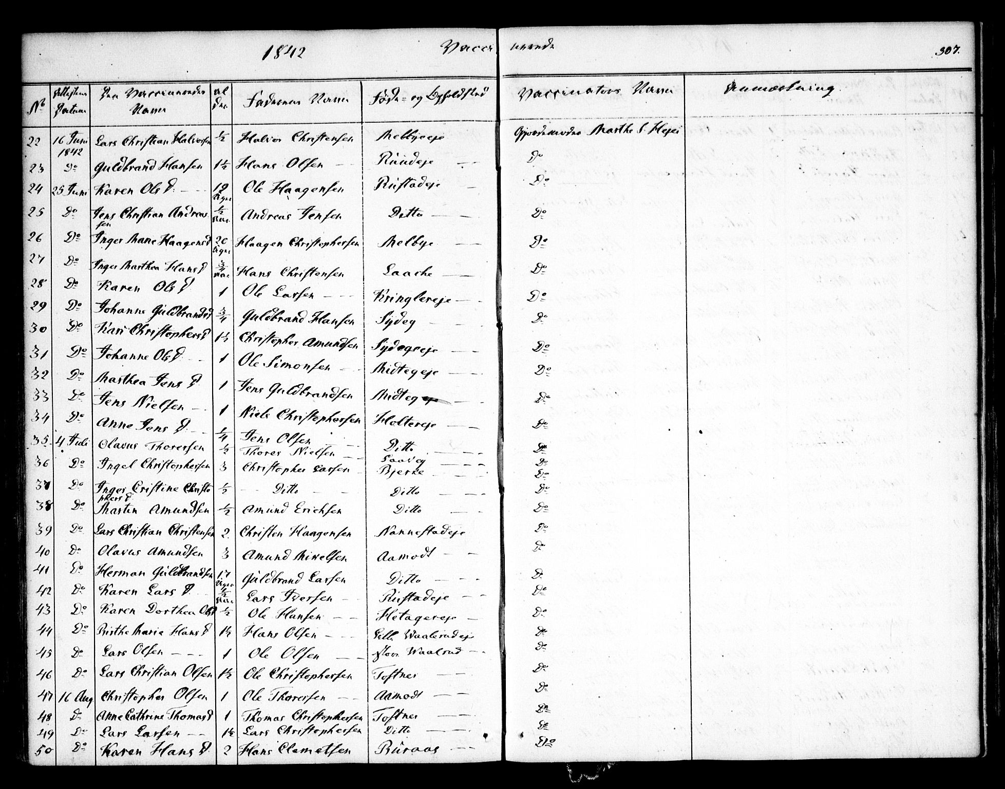 Nannestad prestekontor Kirkebøker, AV/SAO-A-10414a/F/Fa/L0010: Parish register (official) no. I 10, 1840-1850, p. 307