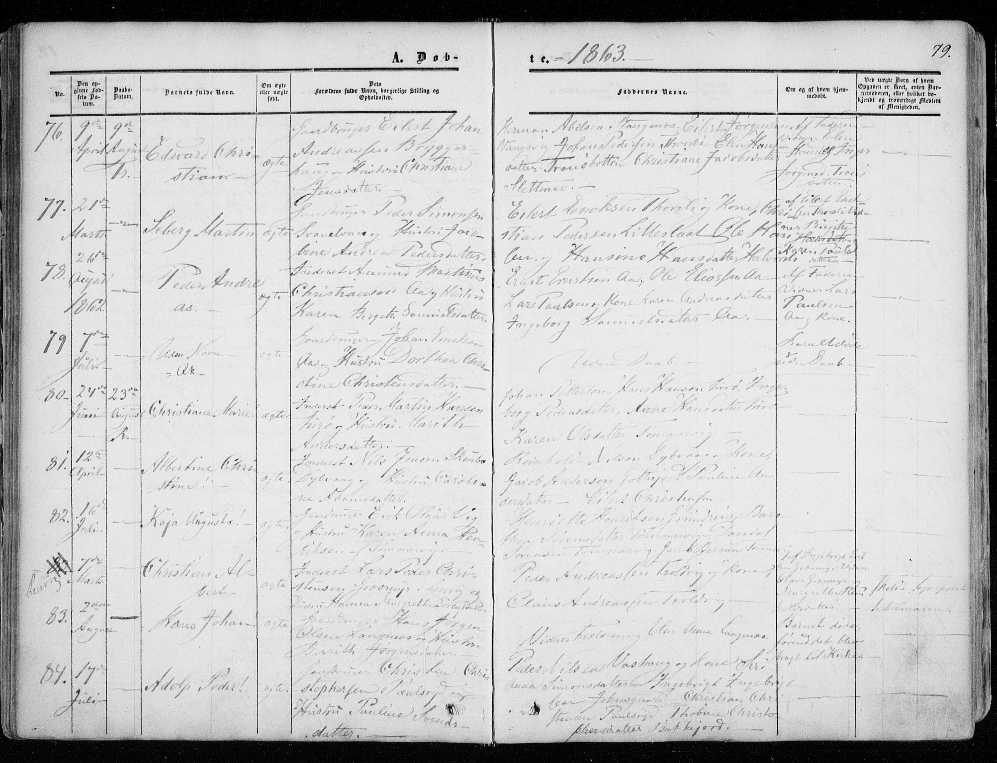 Tranøy sokneprestkontor, AV/SATØ-S-1313/I/Ia/Iaa/L0007kirke: Parish register (official) no. 7, 1856-1866, p. 79