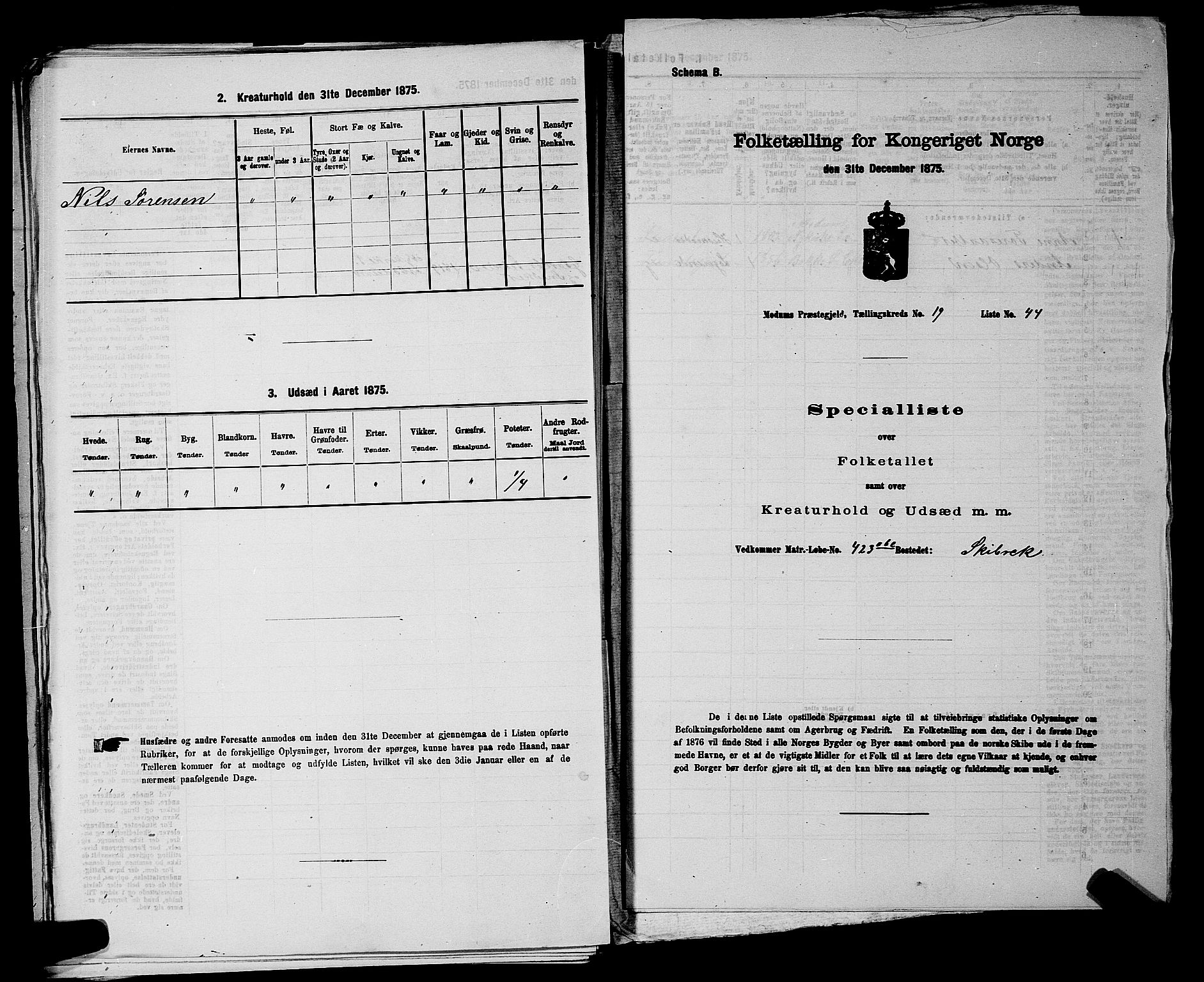 SAKO, 1875 census for 0623P Modum, 1875, p. 2449