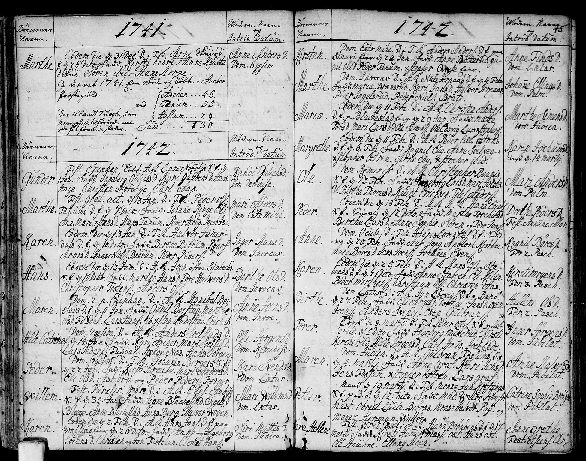 Asker prestekontor Kirkebøker, SAO/A-10256a/F/Fa/L0002: Parish register (official) no. I 2, 1733-1766, p. 45