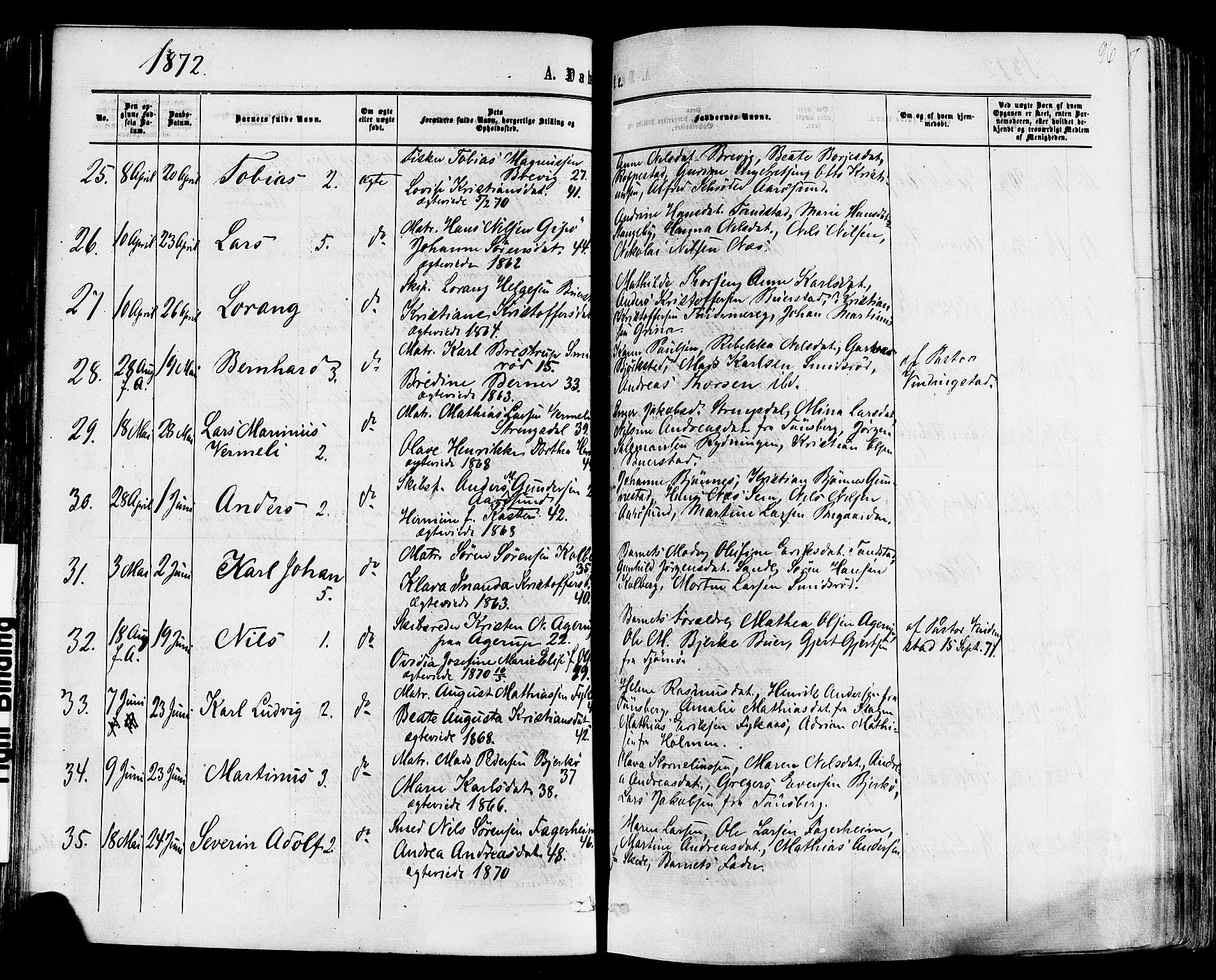 Nøtterøy kirkebøker, SAKO/A-354/F/Fa/L0007: Parish register (official) no. I 7, 1865-1877, p. 96