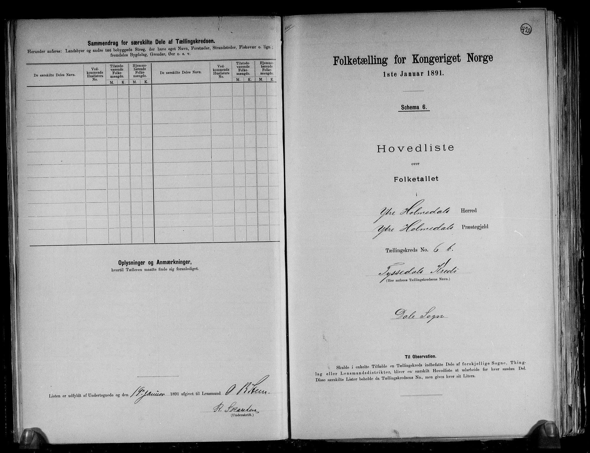 RA, 1891 census for 1429 Ytre Holmedal, 1891, p. 18