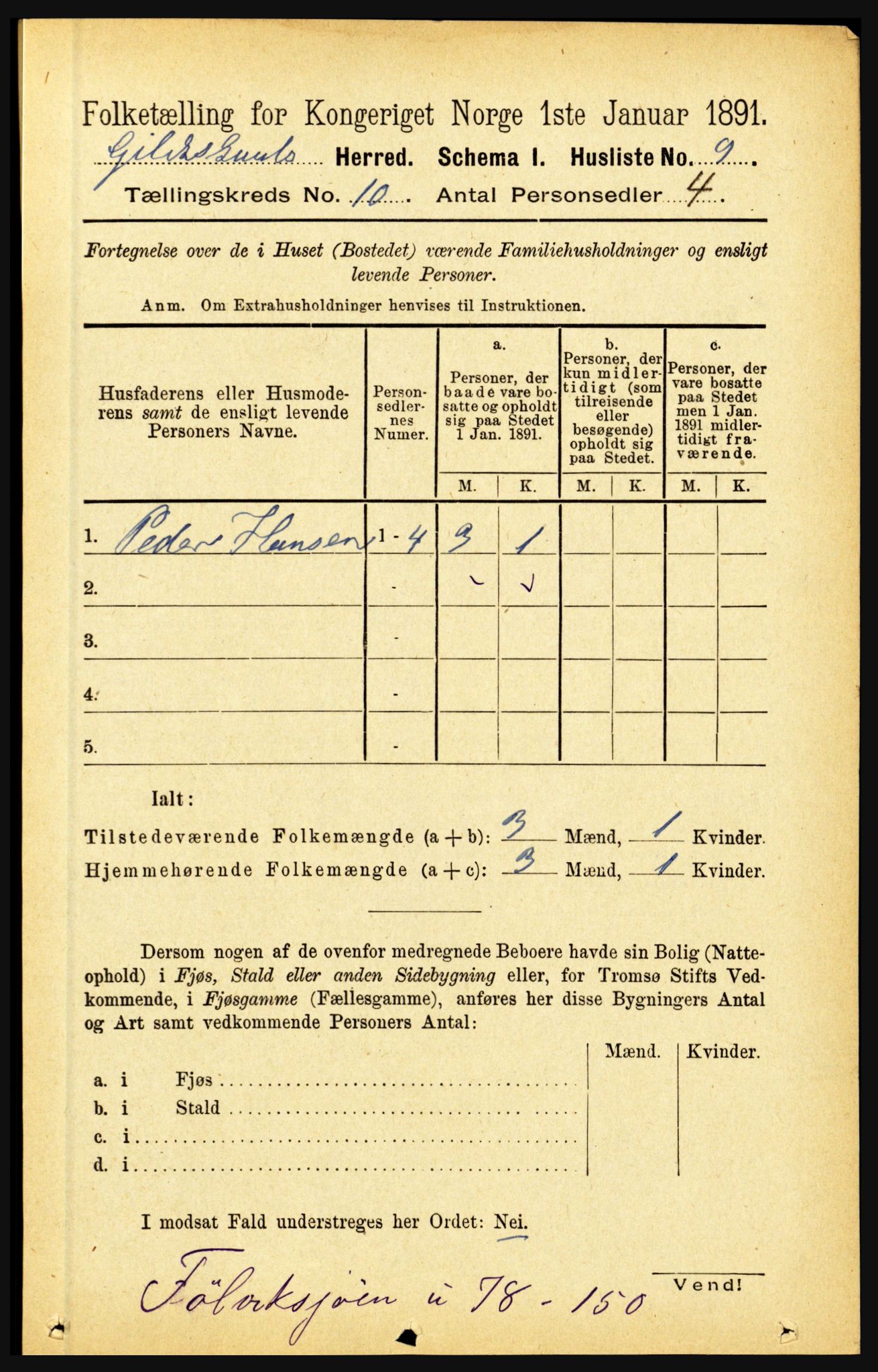 RA, 1891 census for 1838 Gildeskål, 1891, p. 2906