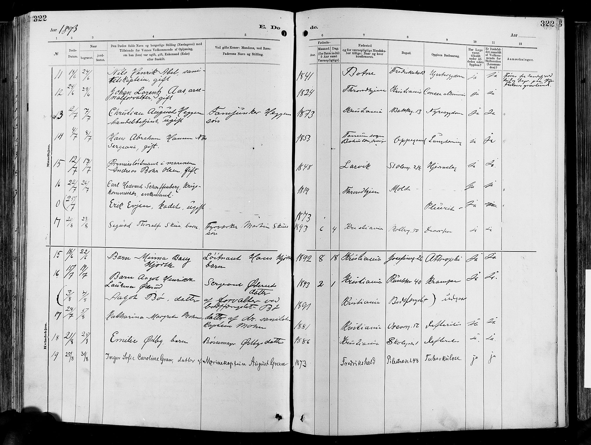 Garnisonsmenigheten Kirkebøker, AV/SAO-A-10846/F/Fa/L0012: Parish register (official) no. 12, 1880-1893, p. 322