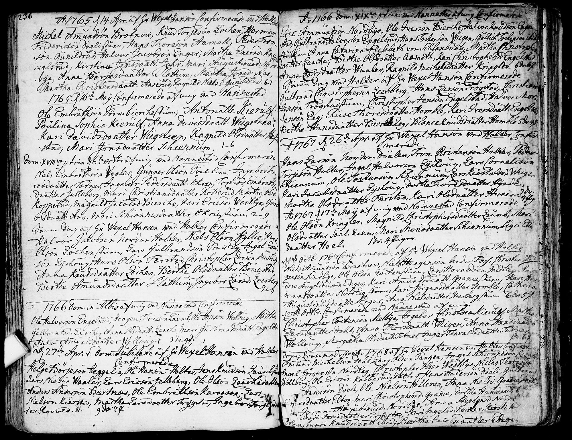 Nannestad prestekontor Kirkebøker, SAO/A-10414a/F/Fa/L0007: Parish register (official) no. I 7, 1754-1791, p. 236-237