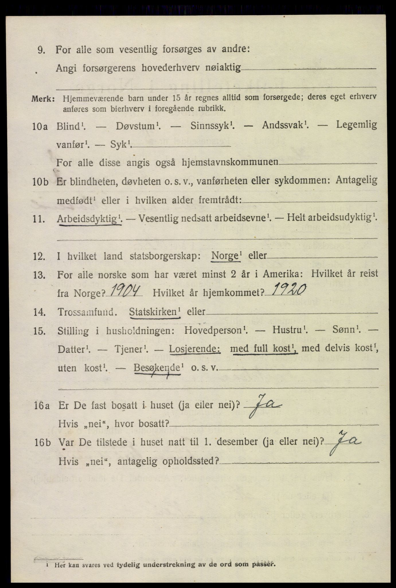 SAK, 1920 census for Hornnes, 1920, p. 1778