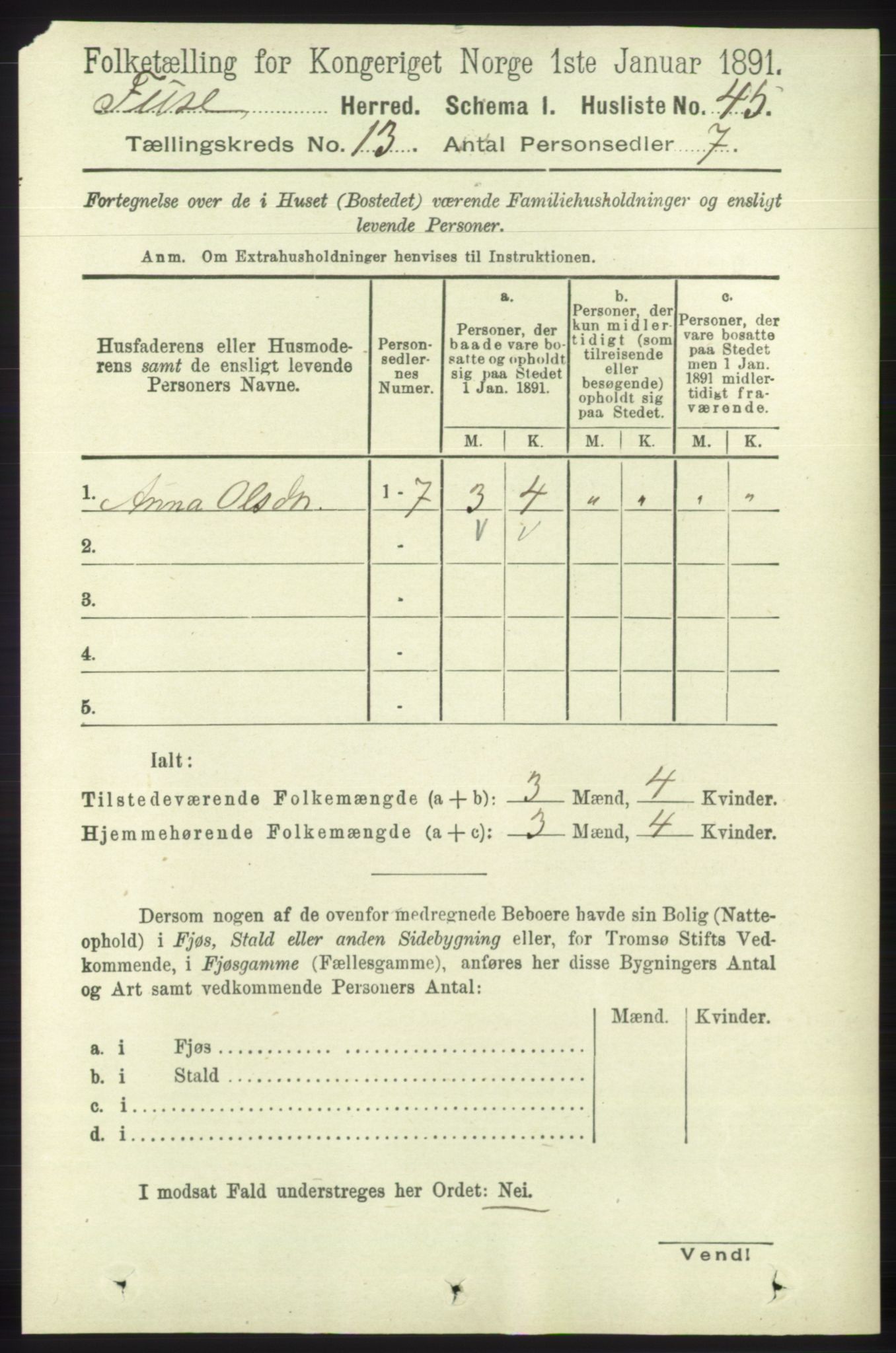 RA, 1891 census for 1241 Fusa, 1891, p. 2836