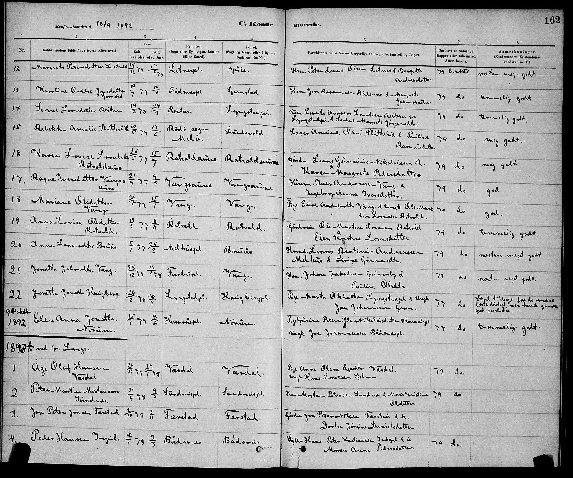 Ministerialprotokoller, klokkerbøker og fødselsregistre - Nord-Trøndelag, SAT/A-1458/730/L0301: Parish register (copy) no. 730C04, 1880-1897, p. 162