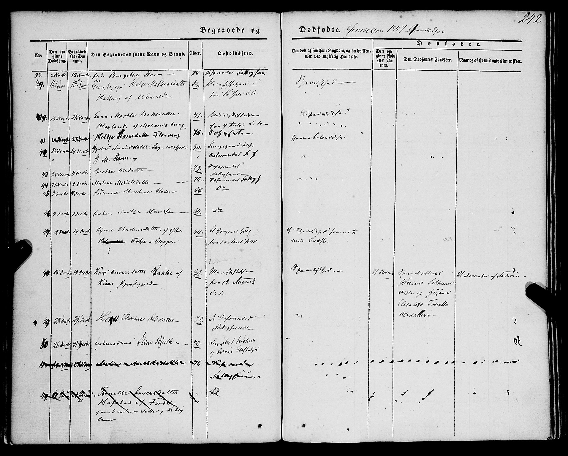 St. Jørgens hospital og Årstad sokneprestembete, AV/SAB-A-99934: Parish register (official) no. A 4, 1844-1863, p. 242