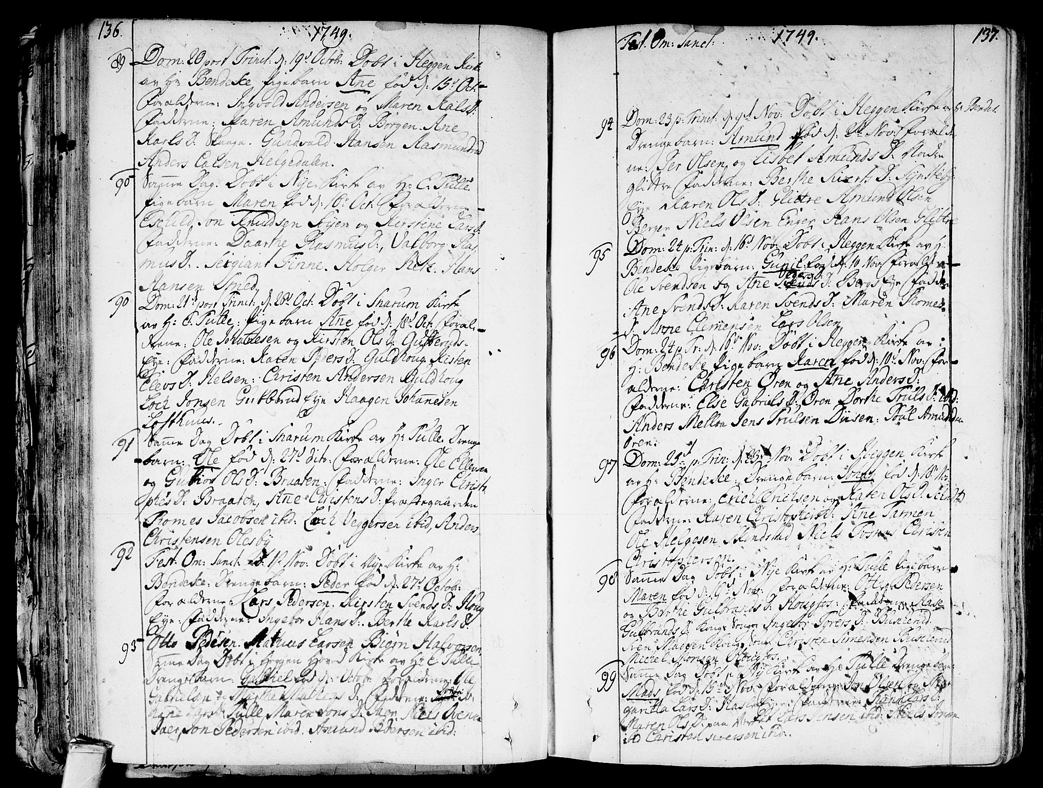 Modum kirkebøker, AV/SAKO-A-234/F/Fa/L0002: Parish register (official) no. 2, 1741-1782, p. 136-137