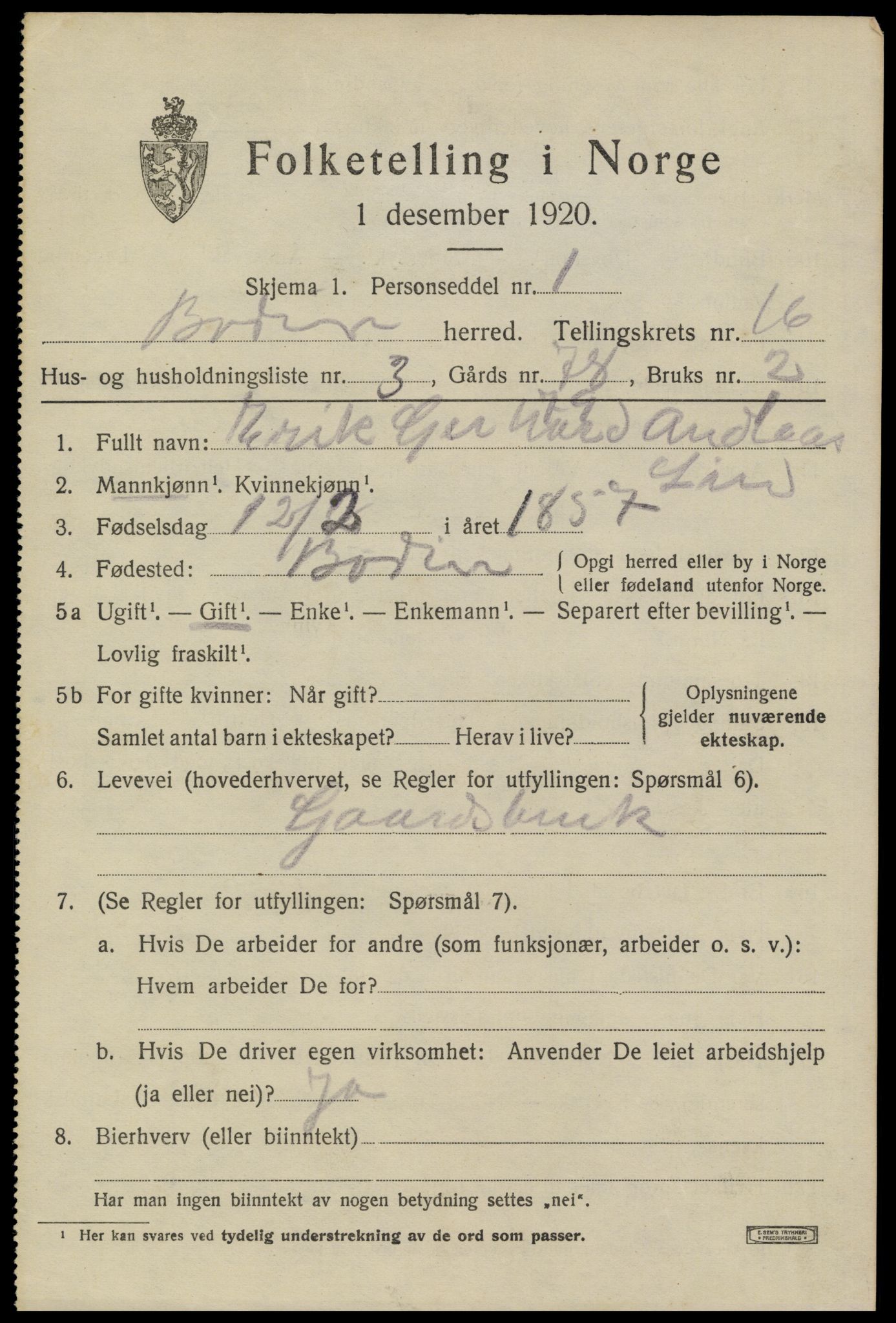 SAT, 1920 census for Bodin, 1920, p. 11498