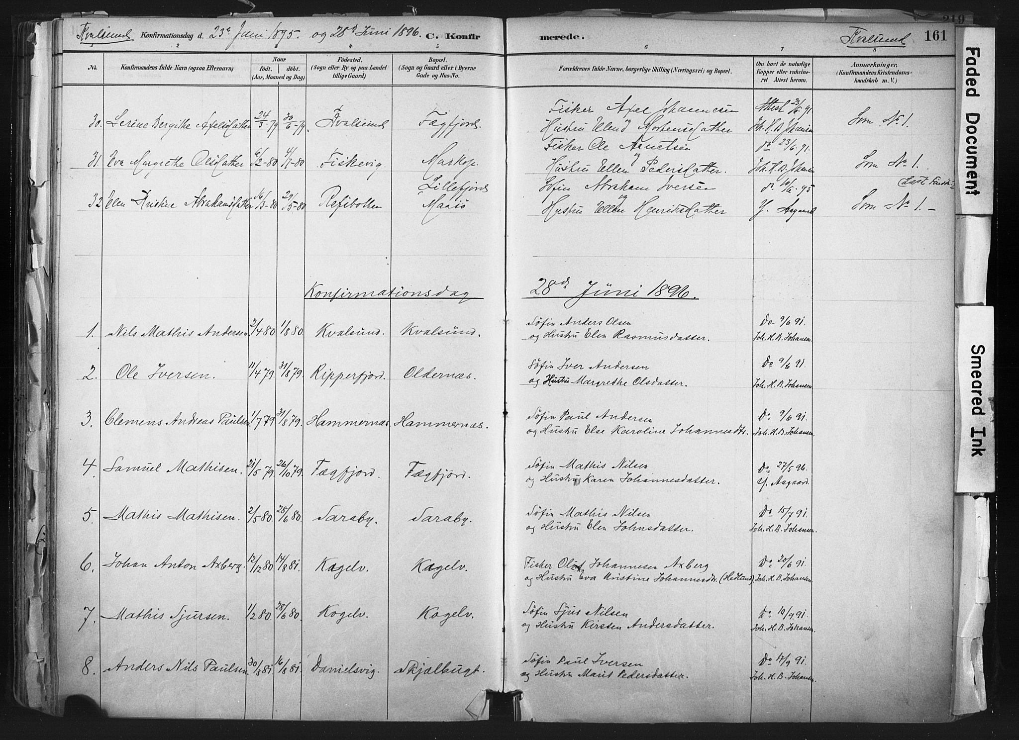 Hammerfest sokneprestkontor, SATØ/S-1347: Parish register (official) no. 11 /2, 1885-1897, p. 161