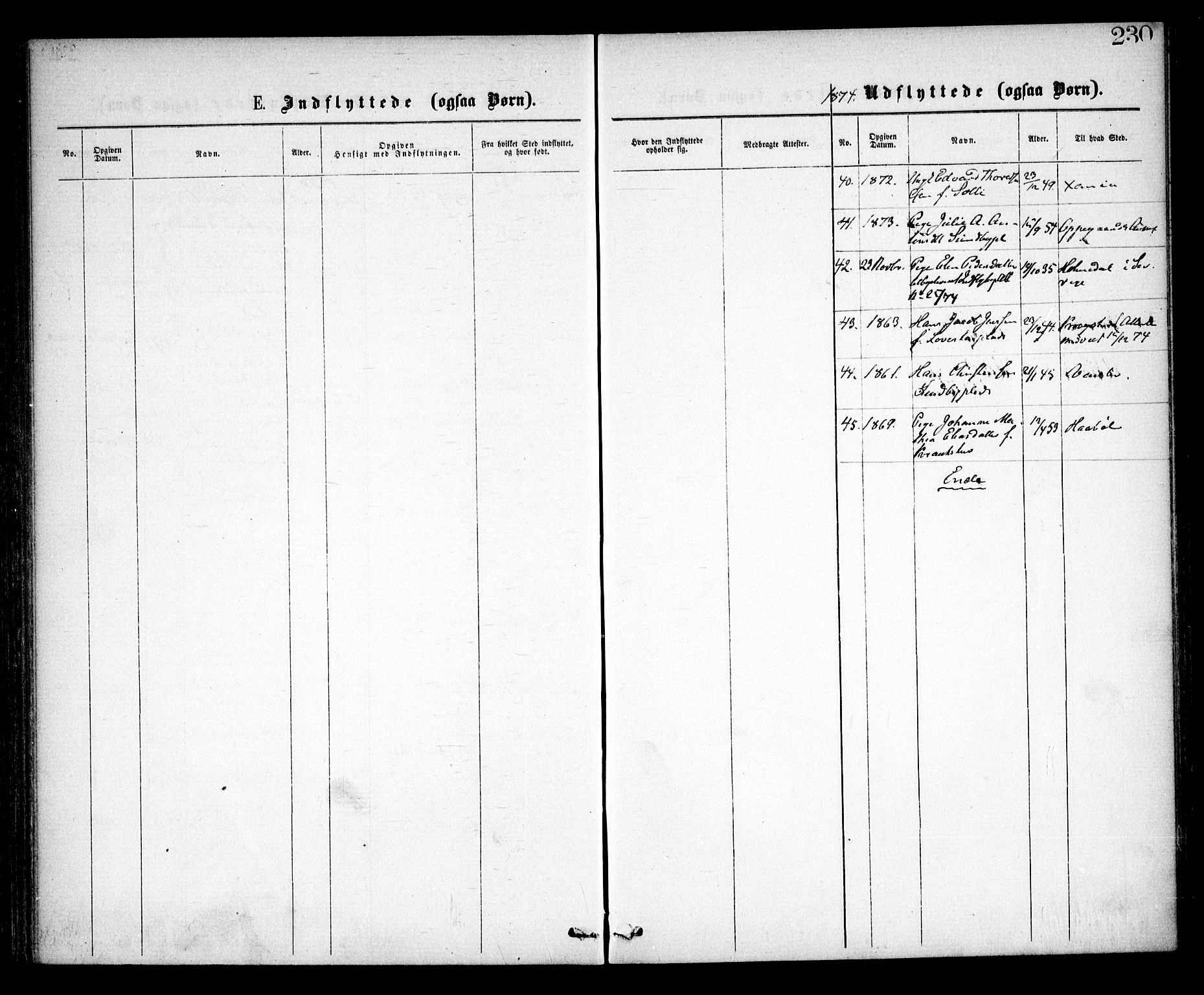 Spydeberg prestekontor Kirkebøker, AV/SAO-A-10924/F/Fa/L0006: Parish register (official) no. I 6, 1863-1874, p. 230