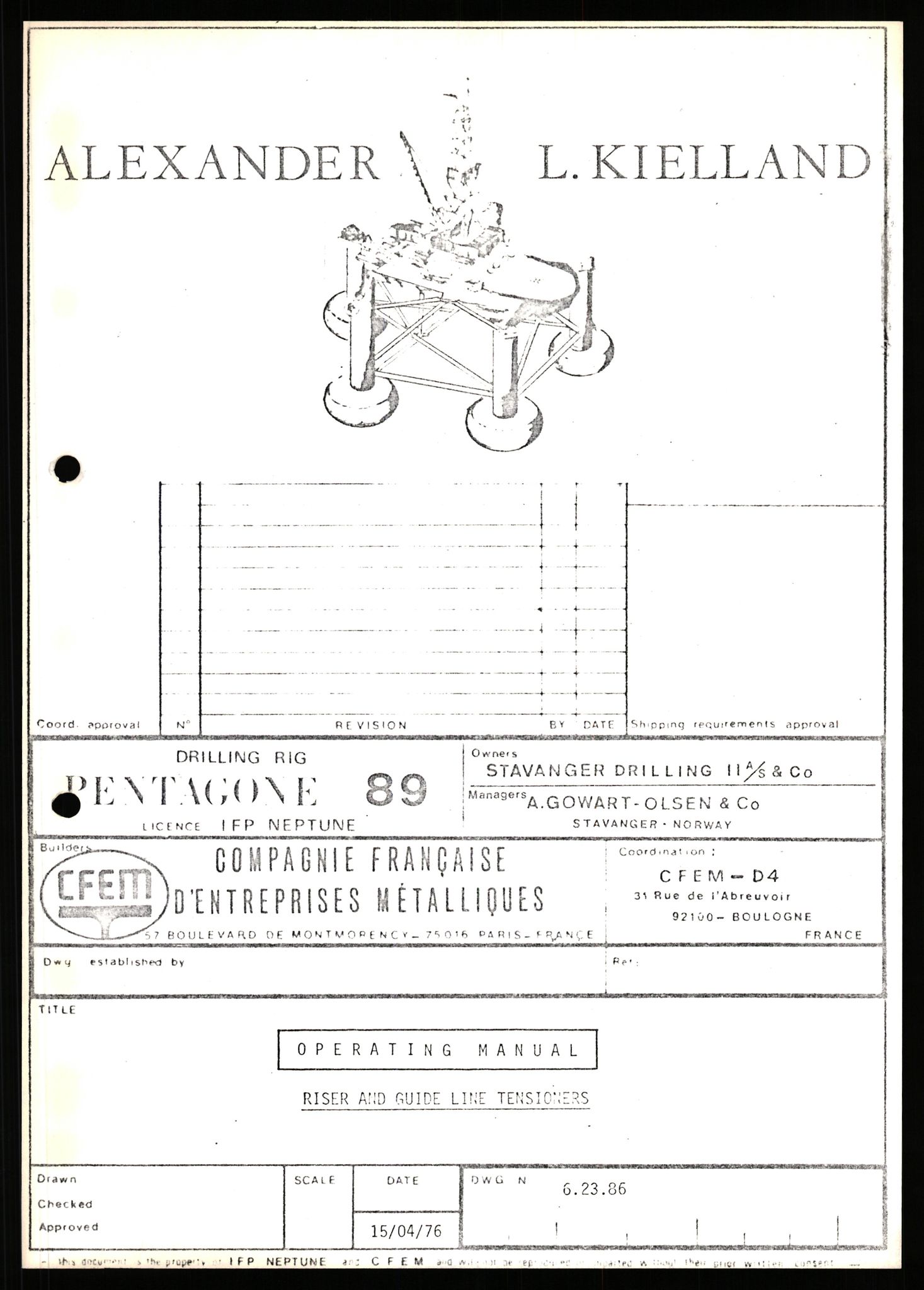 Pa 1503 - Stavanger Drilling AS, AV/SAST-A-101906/2/E/Eb/Ebb/L0007: Alexander L. Kielland plattform - Operation manual, 1976, p. 540