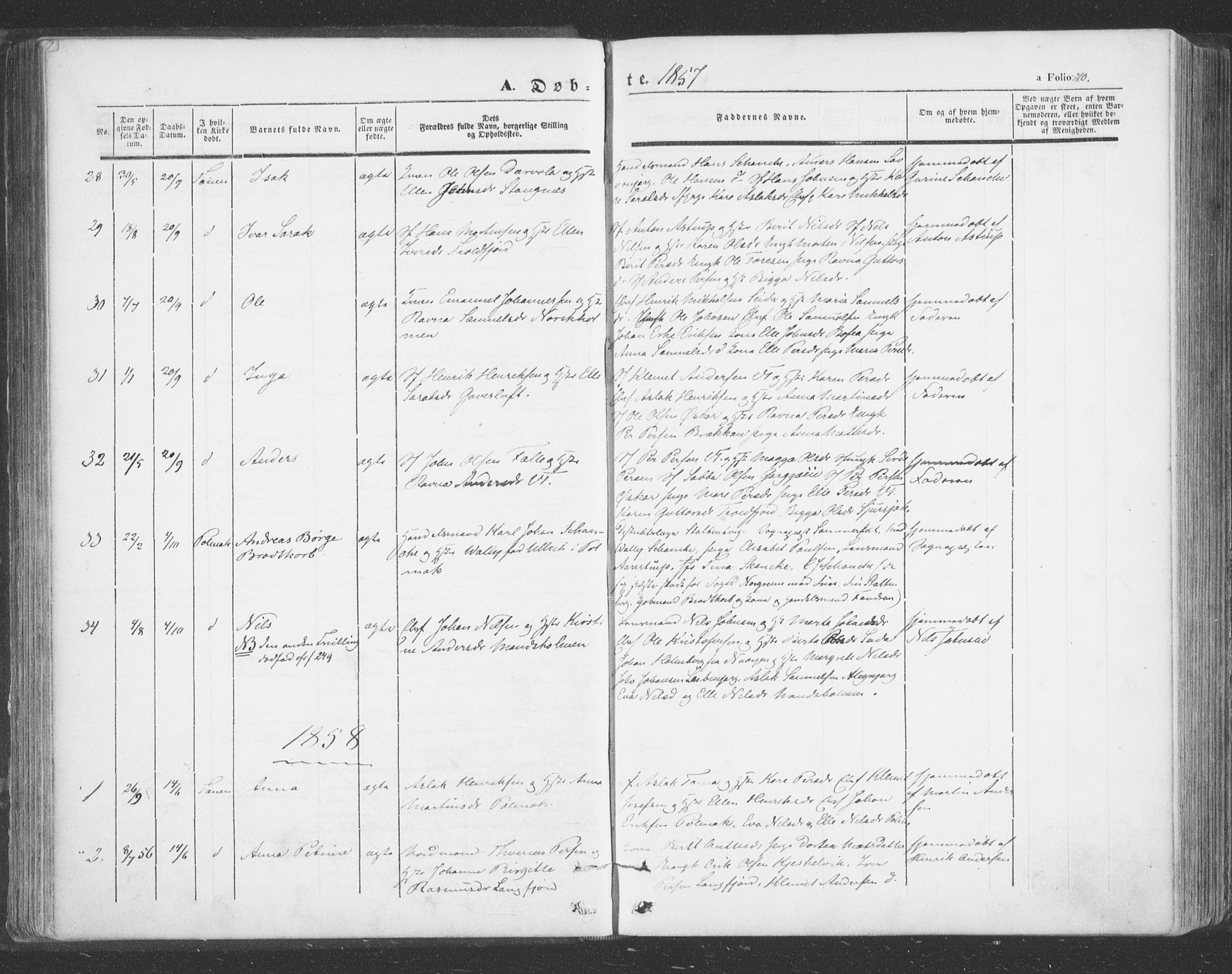 Tana sokneprestkontor, SATØ/S-1334/H/Ha/L0001kirke: Parish register (official) no. 1, 1846-1861, p. 70