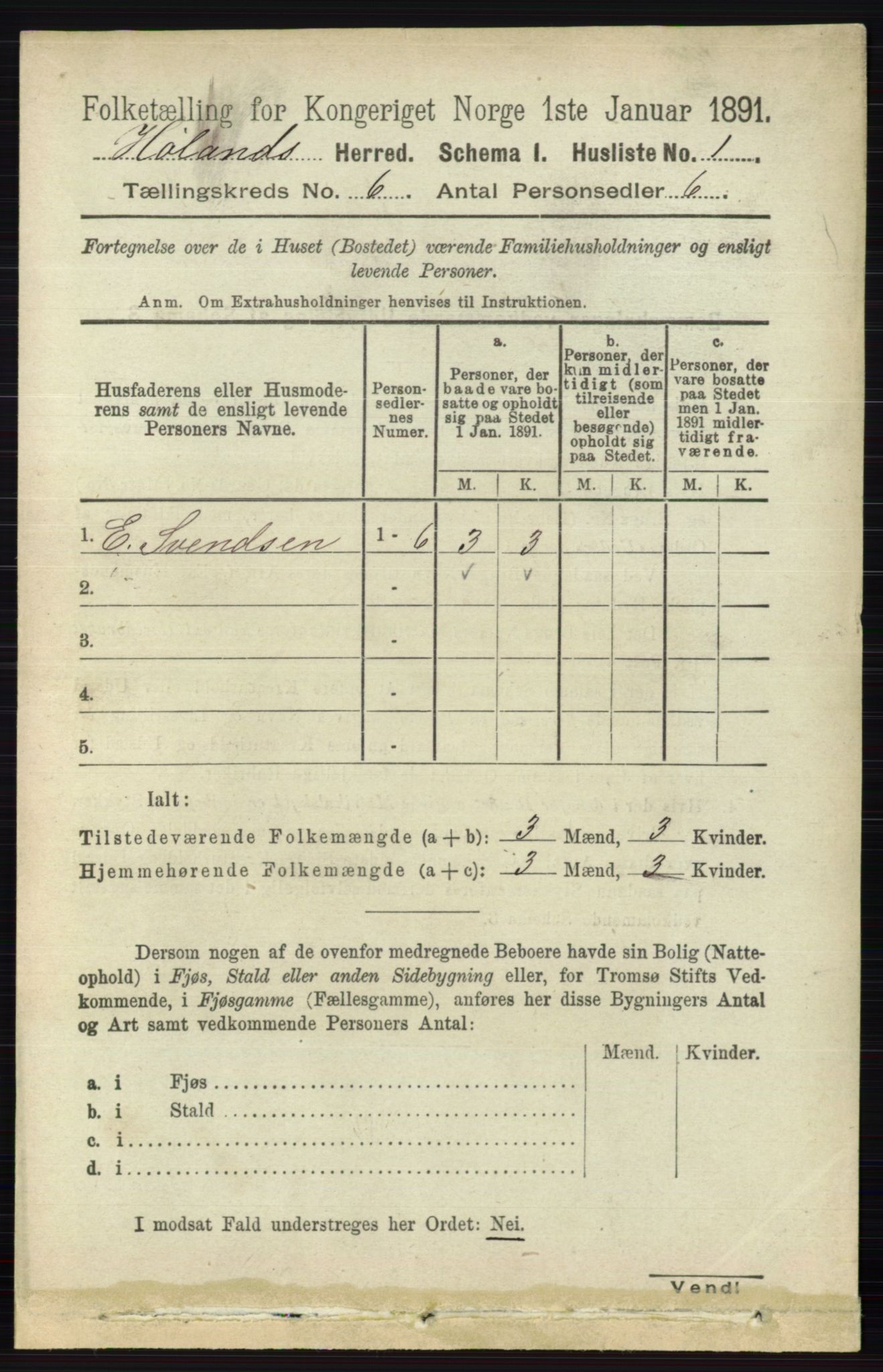 RA, 1891 census for 0221 Høland, 1891, p. 4260