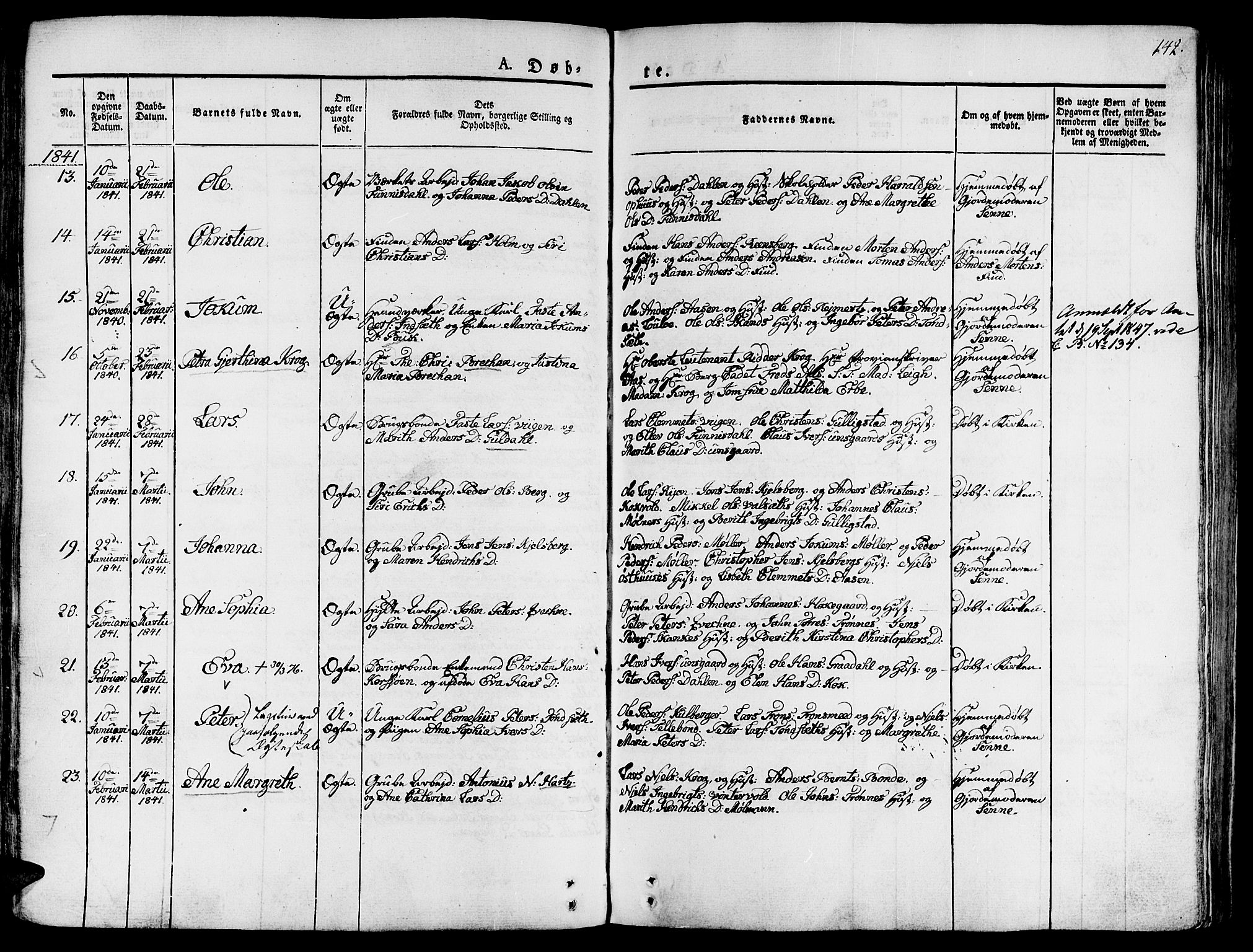Ministerialprotokoller, klokkerbøker og fødselsregistre - Sør-Trøndelag, SAT/A-1456/681/L0930: Parish register (official) no. 681A08, 1829-1844, p. 142