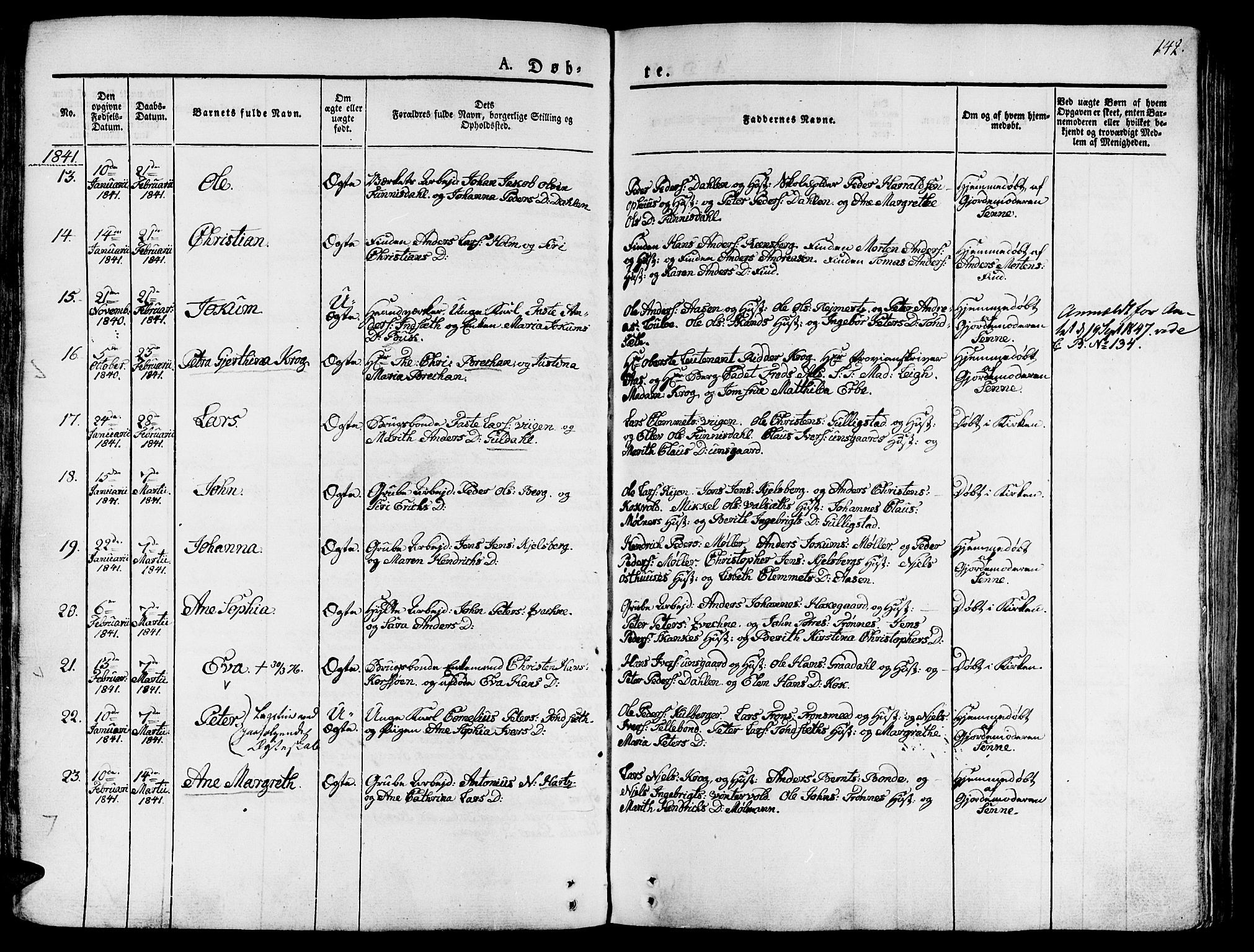 Ministerialprotokoller, klokkerbøker og fødselsregistre - Sør-Trøndelag, AV/SAT-A-1456/681/L0930: Parish register (official) no. 681A08, 1829-1844, p. 142