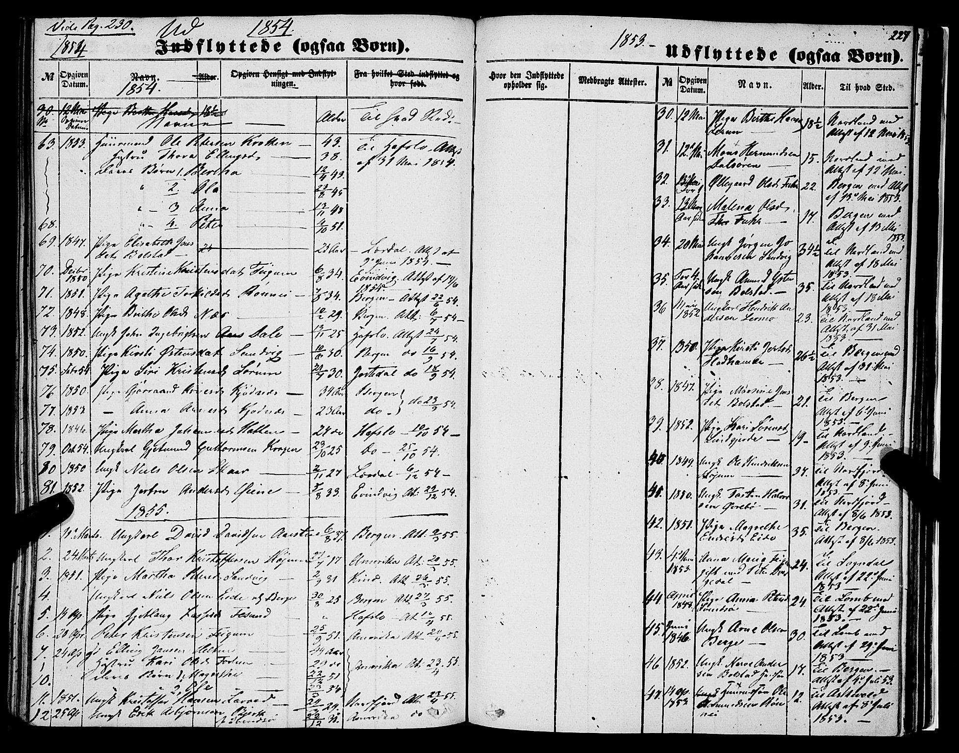 Luster sokneprestembete, SAB/A-81101/H/Haa/Haaa/L0007: Parish register (official) no. A 7, 1849-1859, p. 227