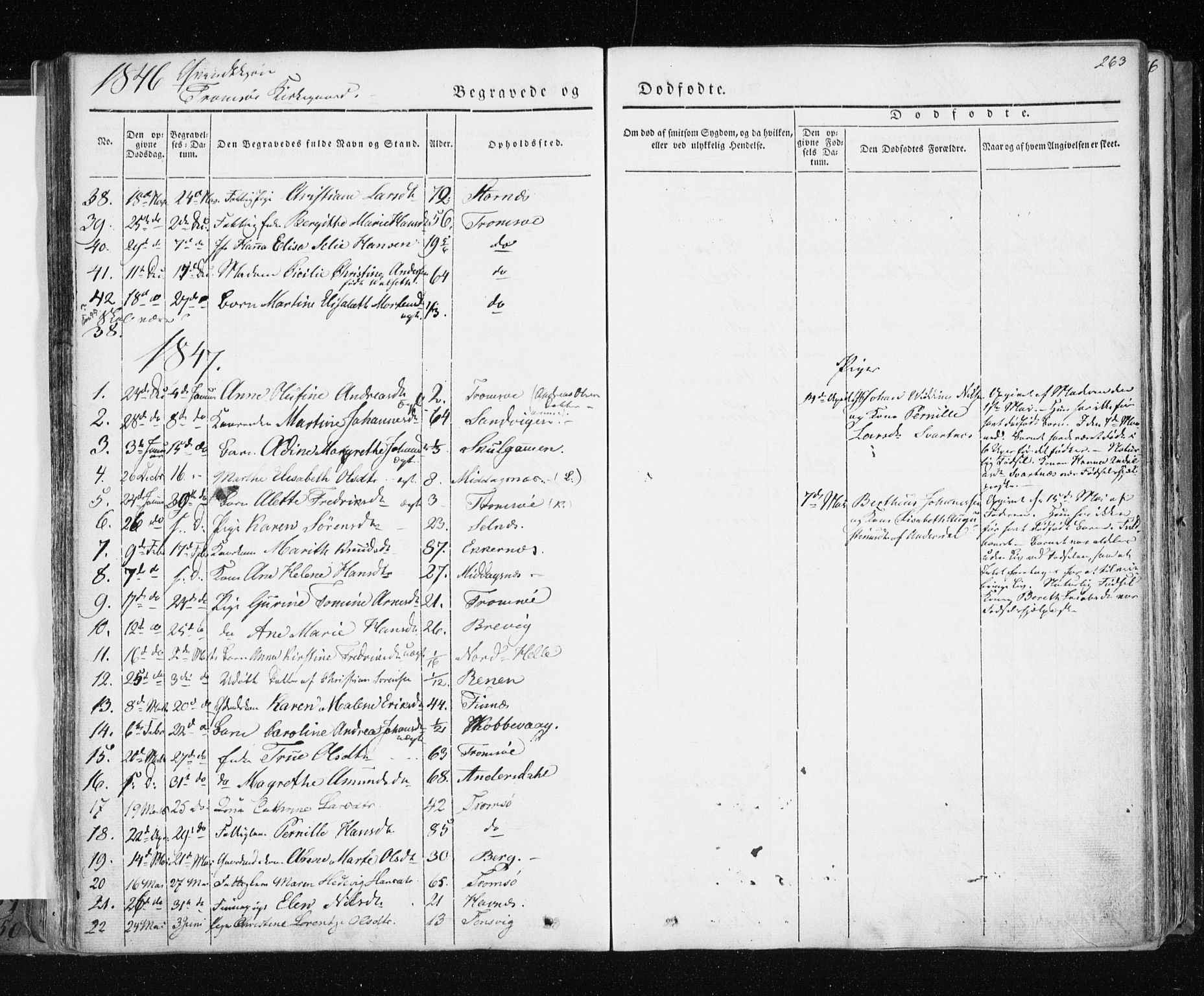 Tromsø sokneprestkontor/stiftsprosti/domprosti, AV/SATØ-S-1343/G/Ga/L0009kirke: Parish register (official) no. 9, 1837-1847, p. 263