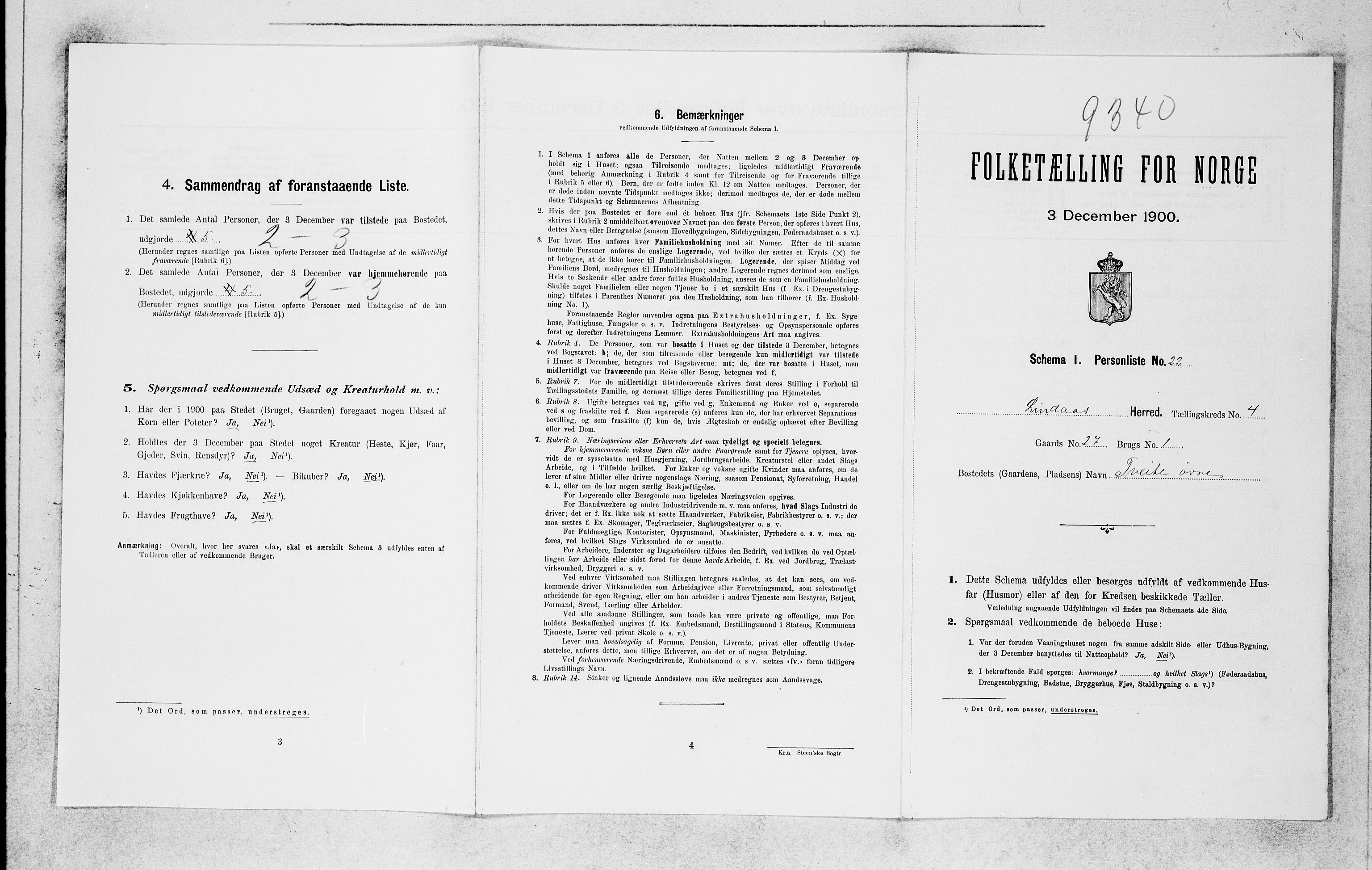 SAB, 1900 census for Lindås, 1900, p. 446