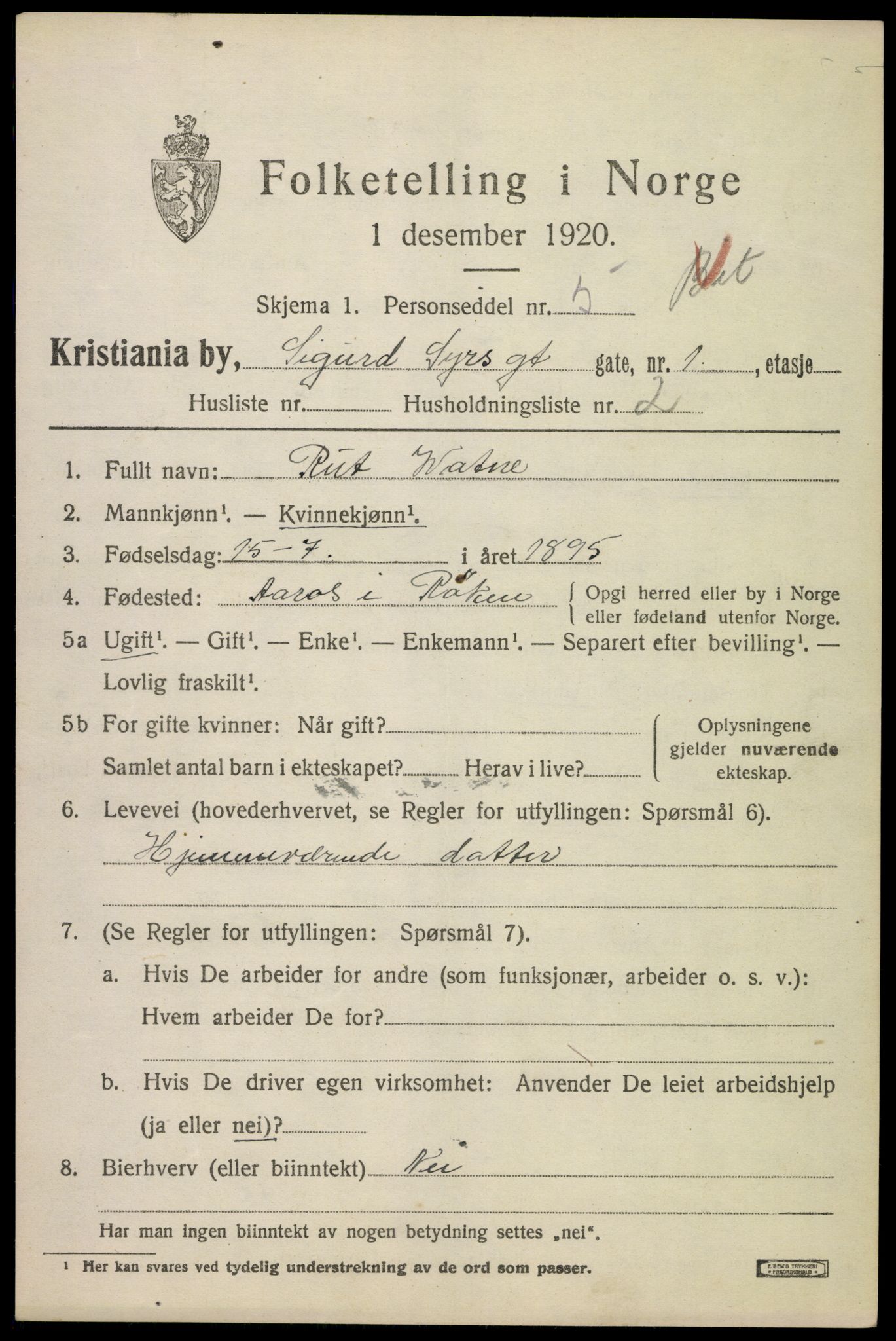 SAO, 1920 census for Kristiania, 1920, p. 510029