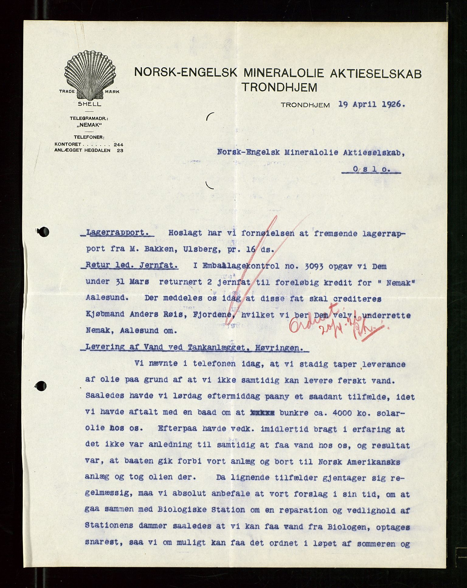 Pa 1521 - A/S Norske Shell, AV/SAST-A-101915/E/Ea/Eaa/L0024: Sjefskorrespondanse, 1926, p. 921