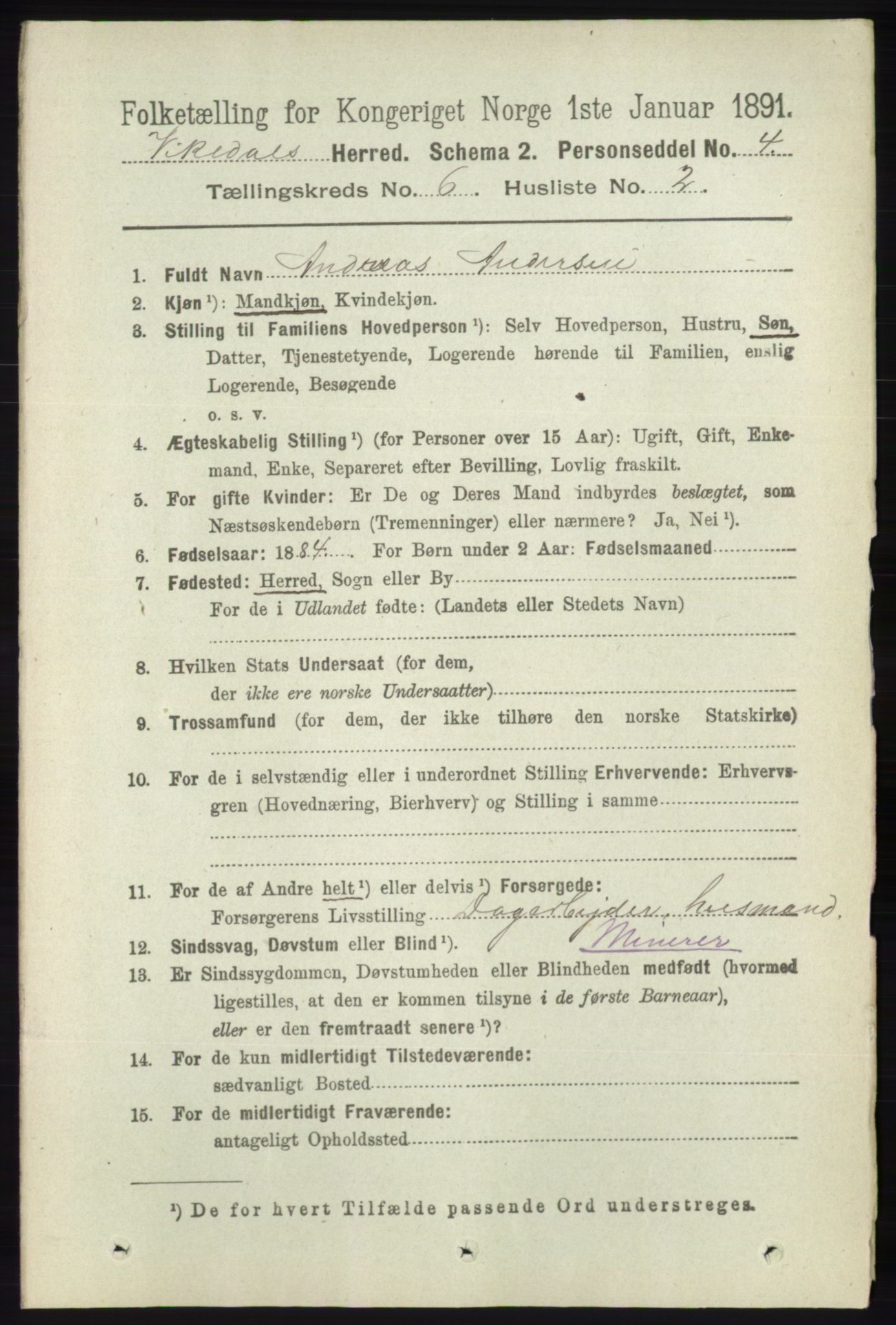 RA, 1891 census for 1157 Vikedal, 1891, p. 1578