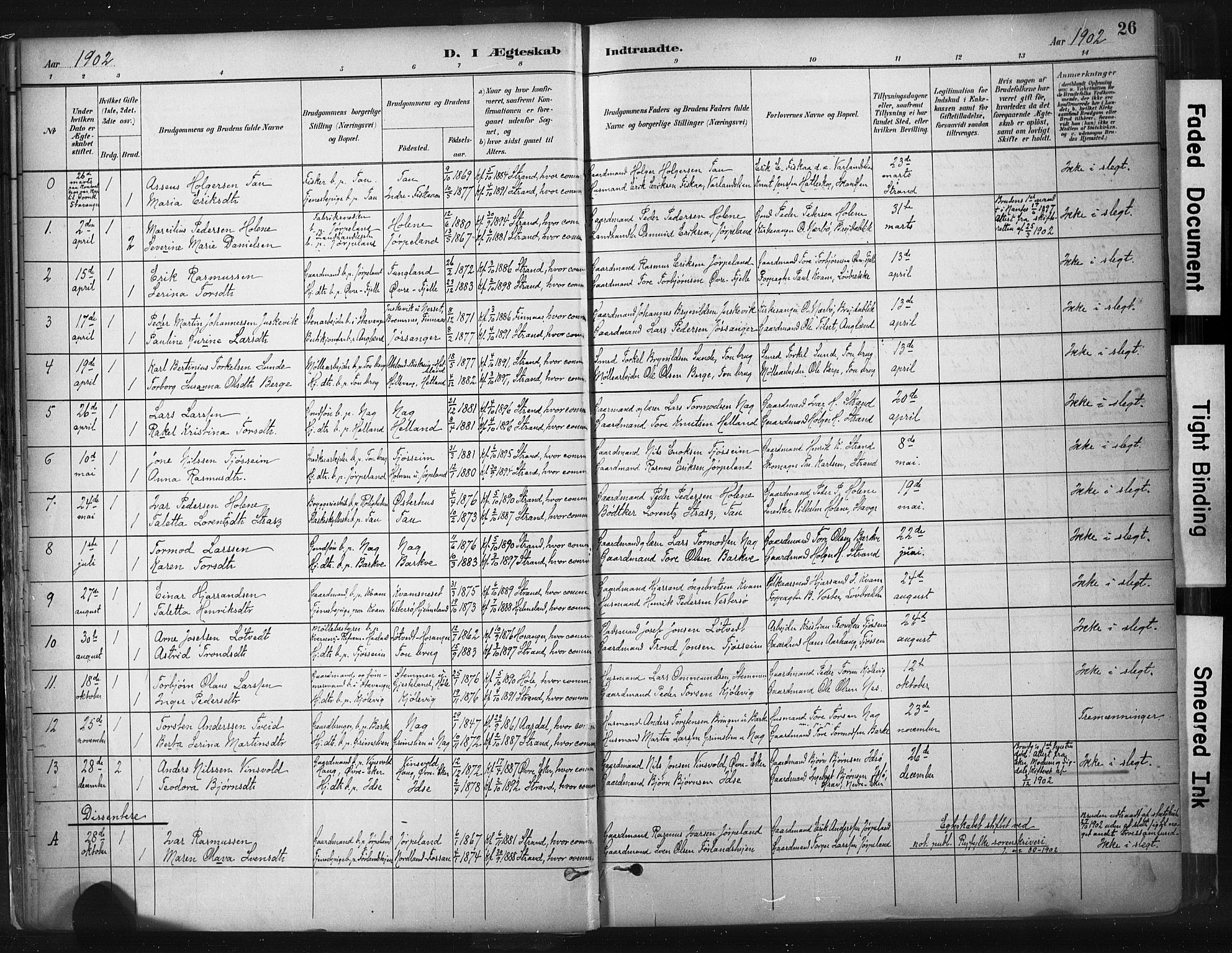 Strand sokneprestkontor, AV/SAST-A-101828/H/Ha/Haa/L0010: Parish register (official) no. A 10, 1882-1929, p. 26