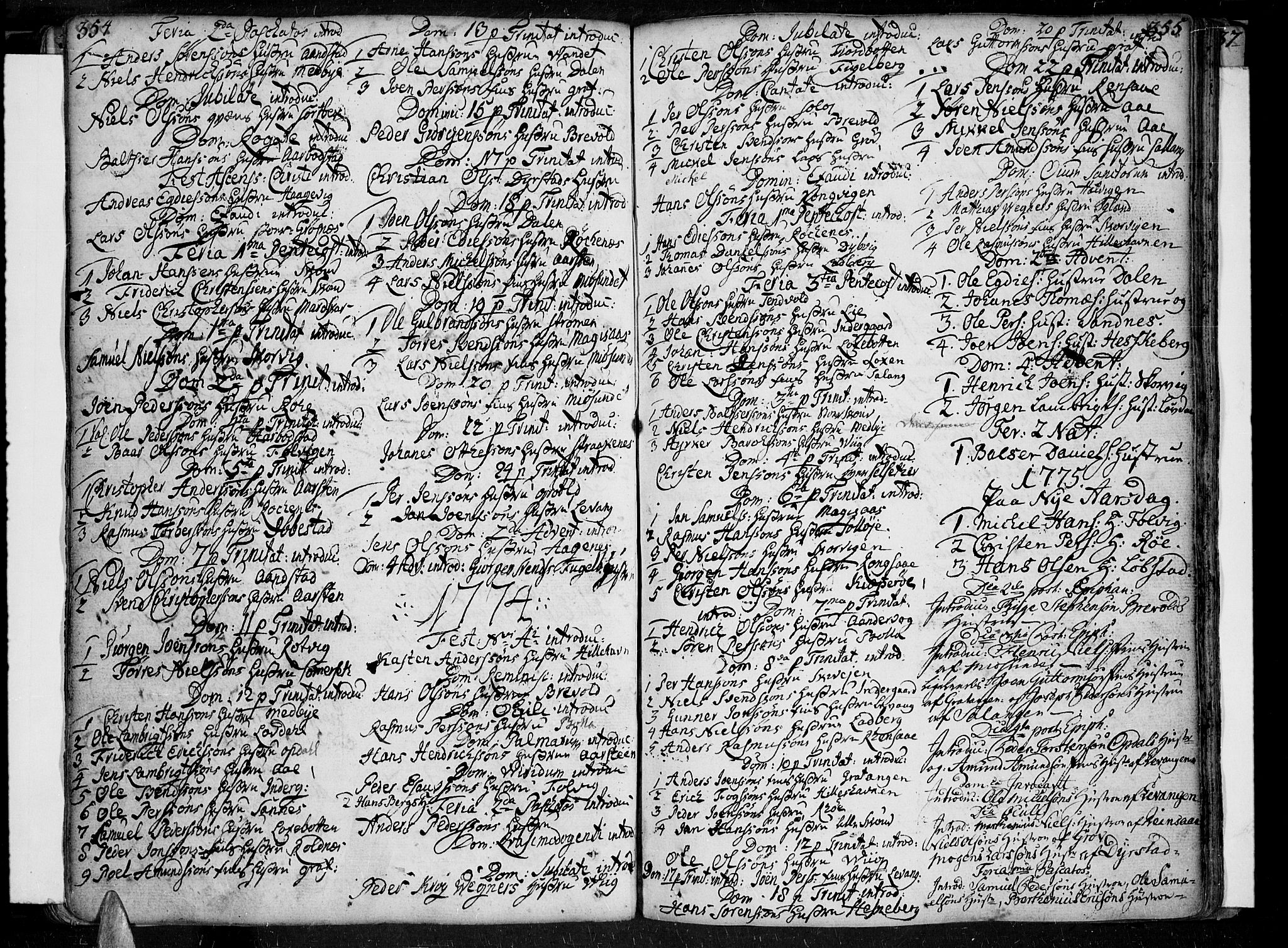 Ibestad sokneprestembete, AV/SATØ-S-0077/H/Ha/Haa/L0002kirke: Parish register (official) no. 2, 1751-1775, p. 354-355
