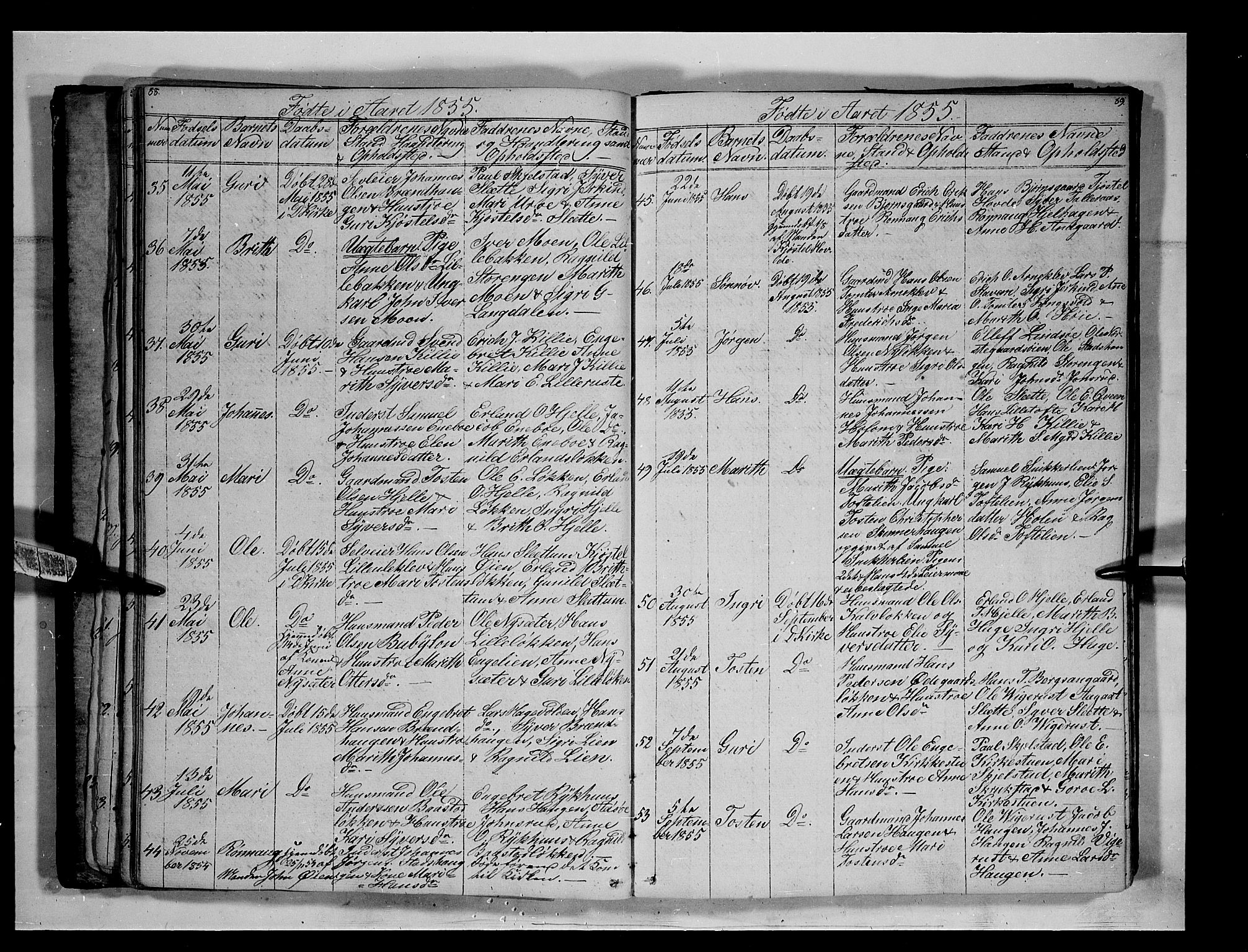 Lesja prestekontor, SAH/PREST-068/H/Ha/Hab/L0003: Parish register (copy) no. 3, 1842-1862, p. 88-89