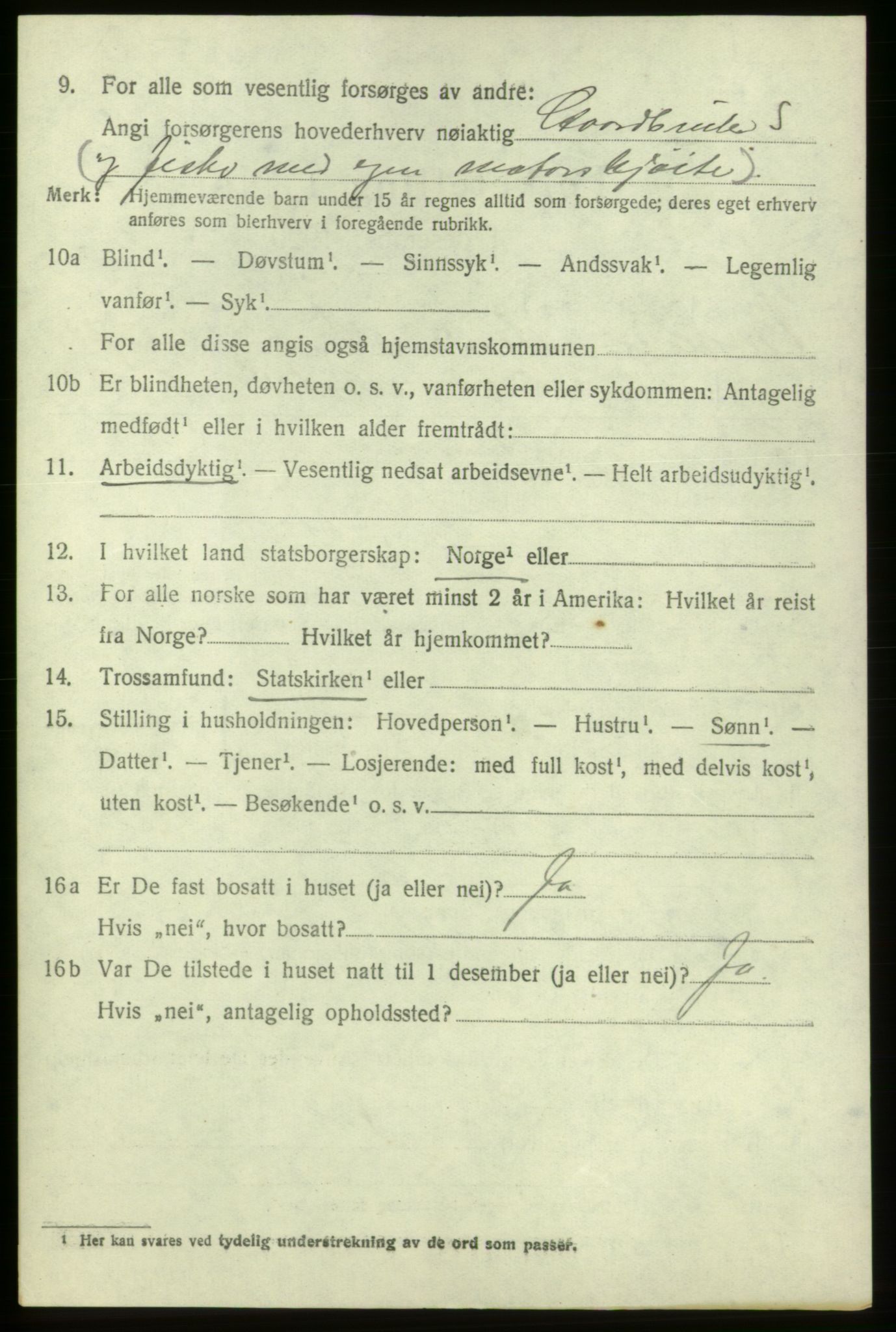 SAB, 1920 census for Bremnes, 1920, p. 4897