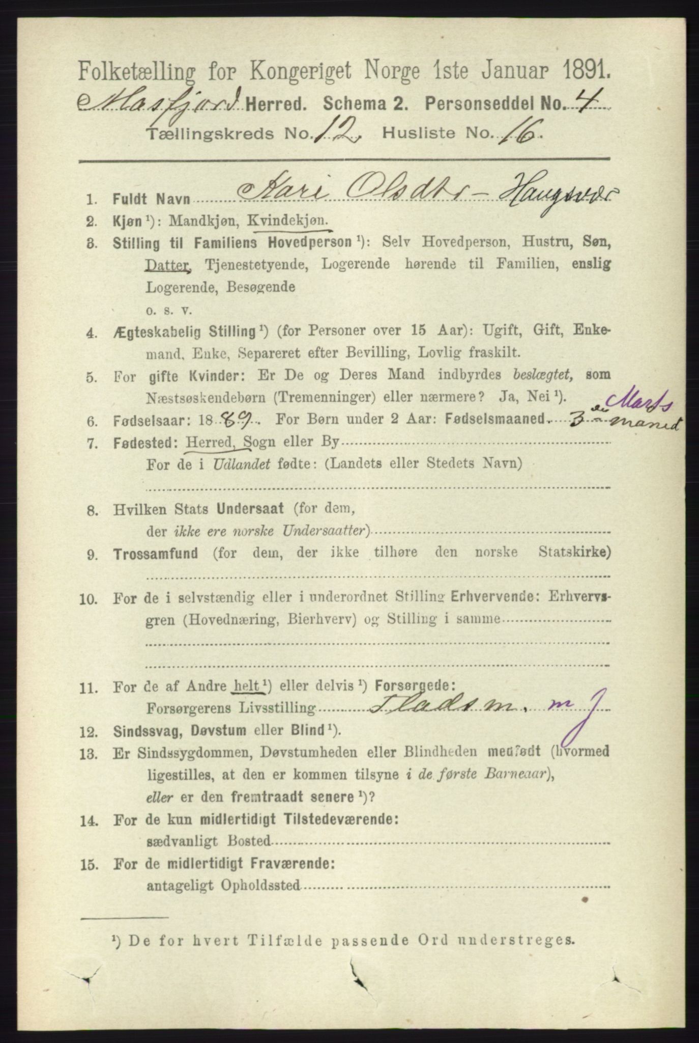 RA, 1891 census for 1266 Masfjorden, 1891, p. 2585