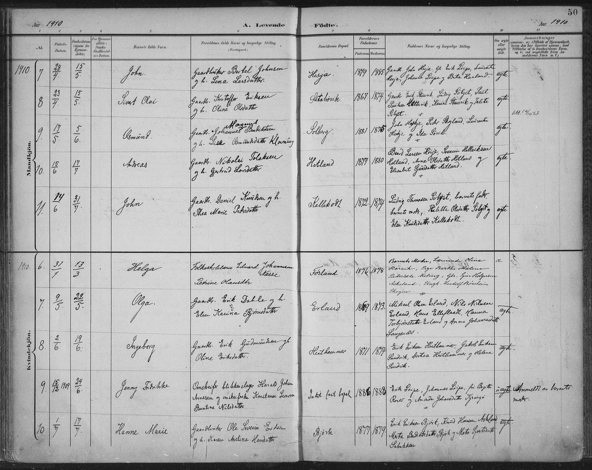 Tysvær sokneprestkontor, AV/SAST-A -101864/H/Ha/Haa/L0008: Parish register (official) no. A 8, 1897-1918, p. 50