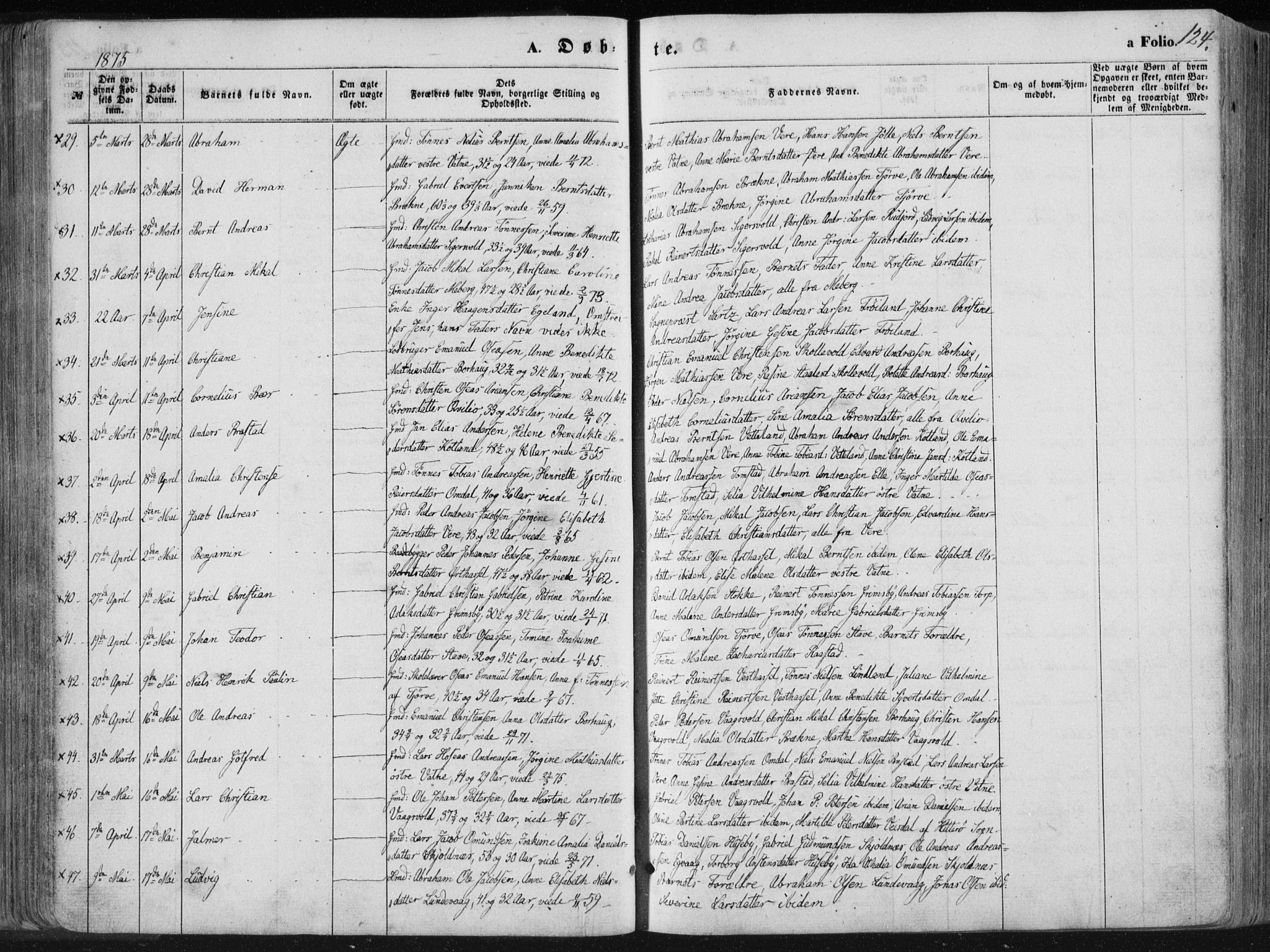 Lista sokneprestkontor, AV/SAK-1111-0027/F/Fa/L0011: Parish register (official) no. A 11, 1861-1878, p. 124