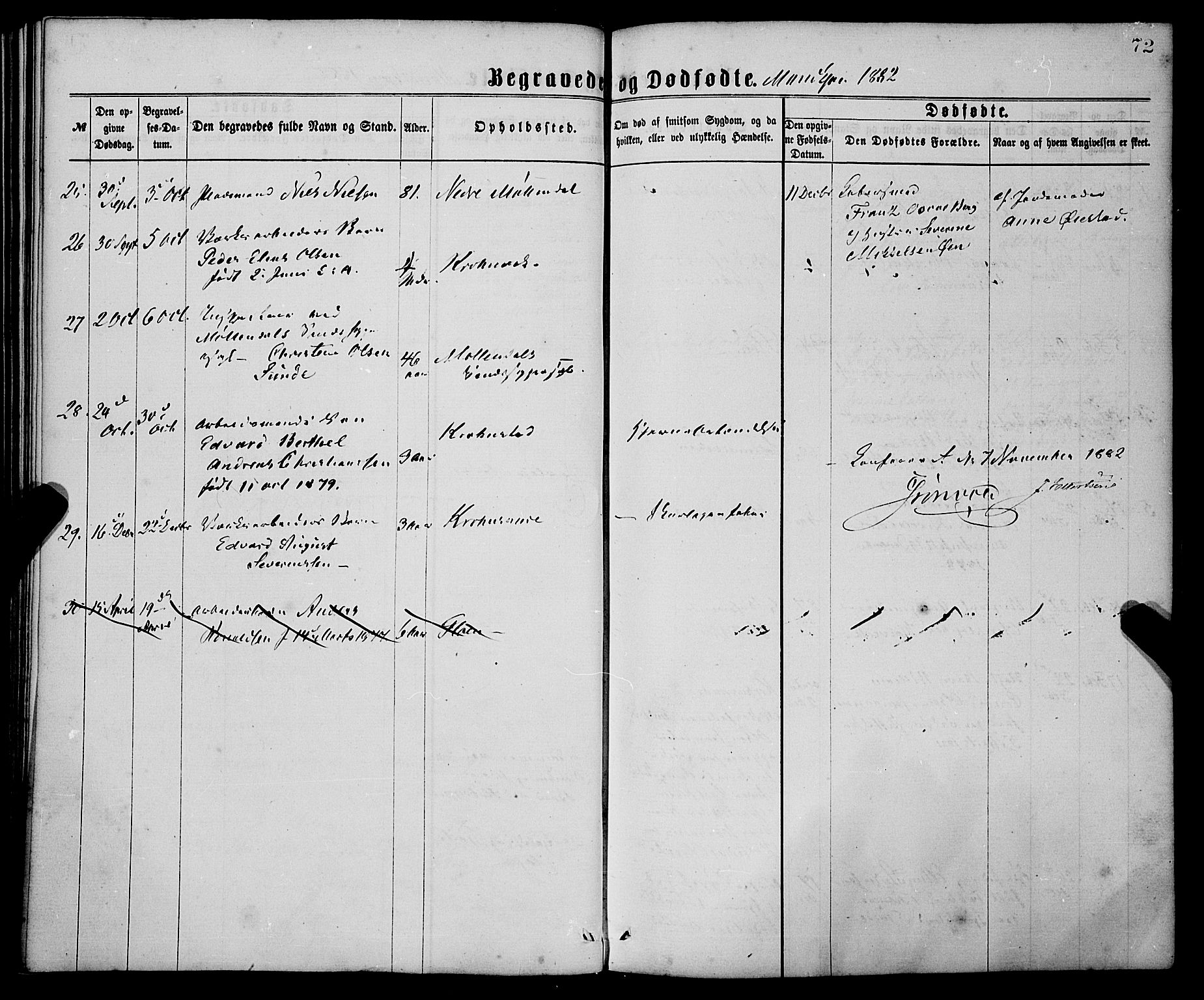 St. Jørgens hospital og Årstad sokneprestembete, SAB/A-99934: Parish register (official) no. A 11, 1864-1886, p. 72
