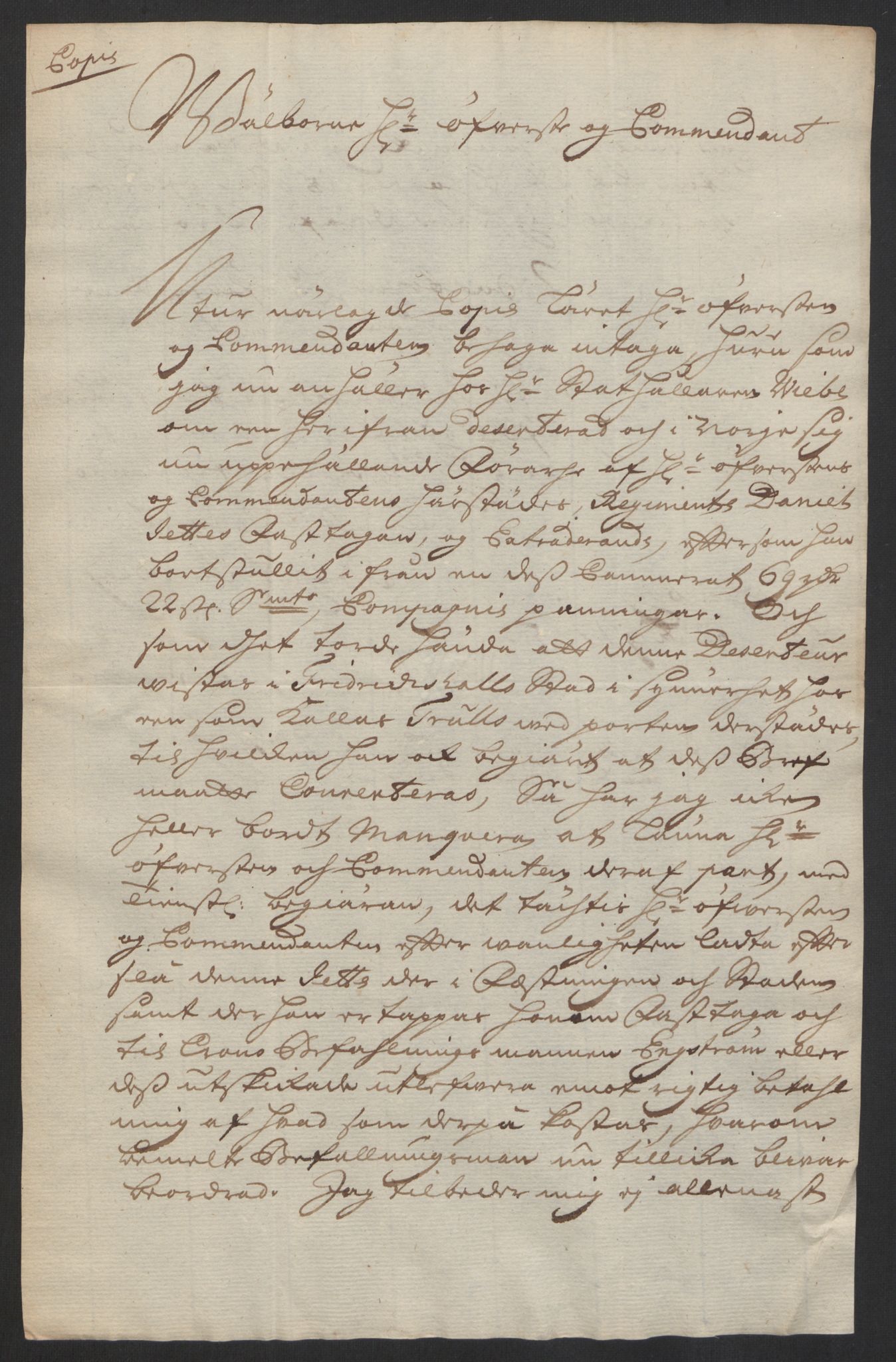 Kommanderende general (KG I) med Det norske krigsdirektorium, AV/RA-EA-5419/D/L0153: Fredriksten festning: Brev, inventarfortegnelser og regnskapsekstrakter, 1724-1729, p. 265