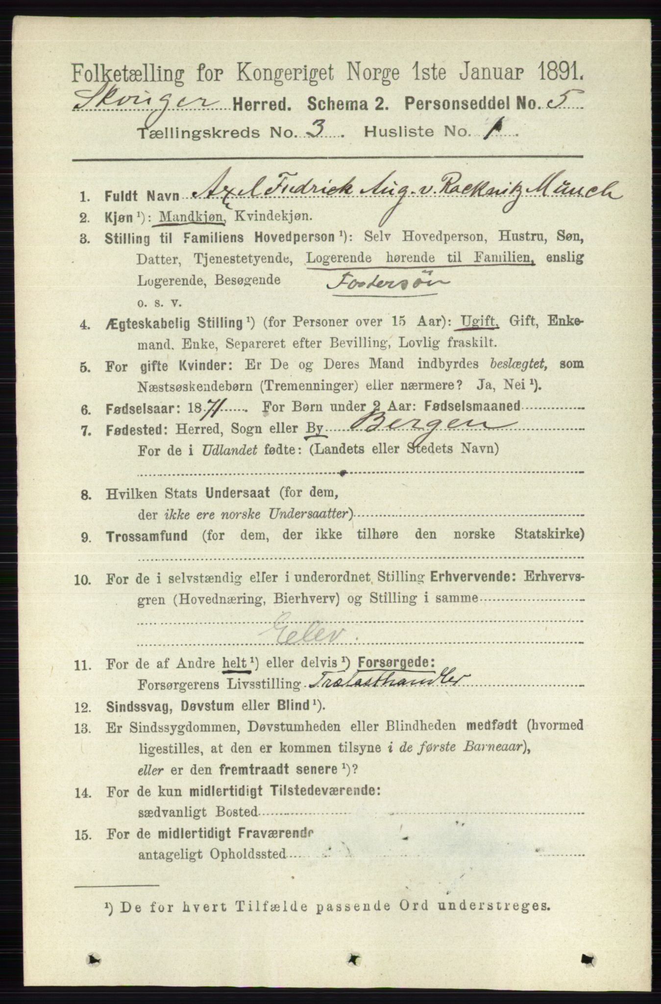 RA, 1891 census for 0712 Skoger, 1891, p. 1563