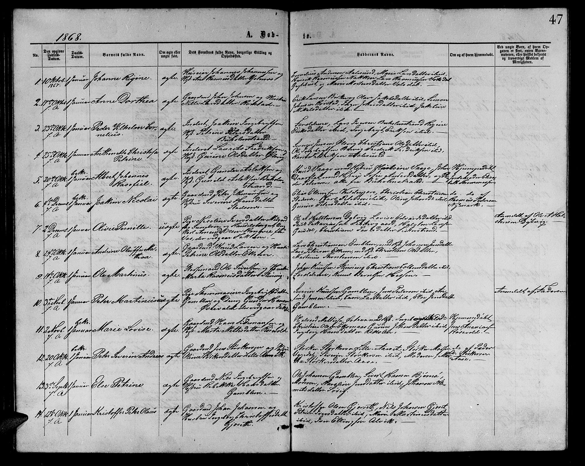 Ministerialprotokoller, klokkerbøker og fødselsregistre - Møre og Romsdal, SAT/A-1454/528/L0428: Parish register (copy) no. 528C09, 1864-1880, p. 47