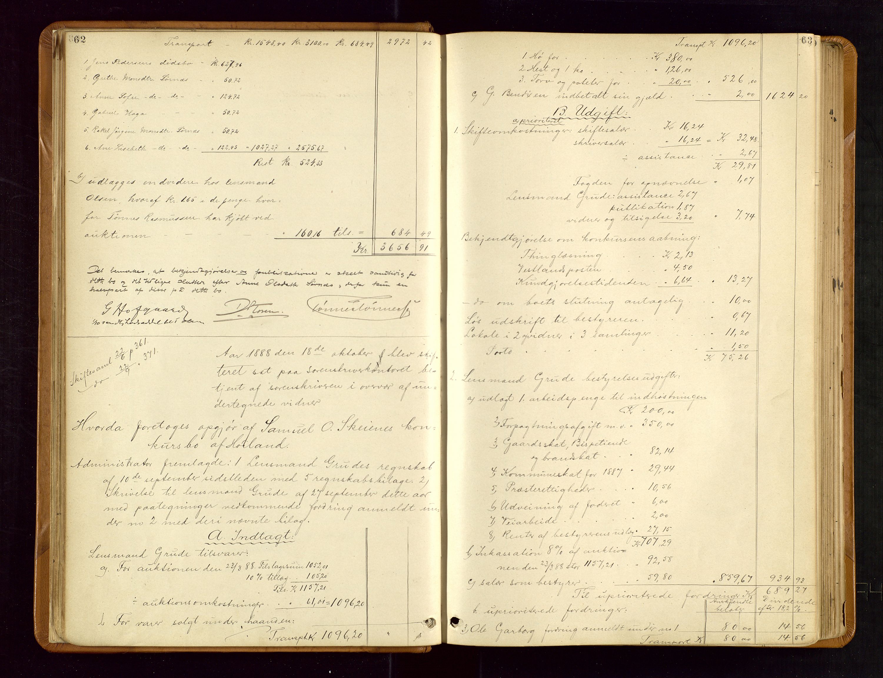 Jæren sorenskriveri, AV/SAST-A-100310/01/5/50/50BB/L0004: SKIFTEUTLODNINGSPROTOKOLL, 1887-1893, p. 62-63